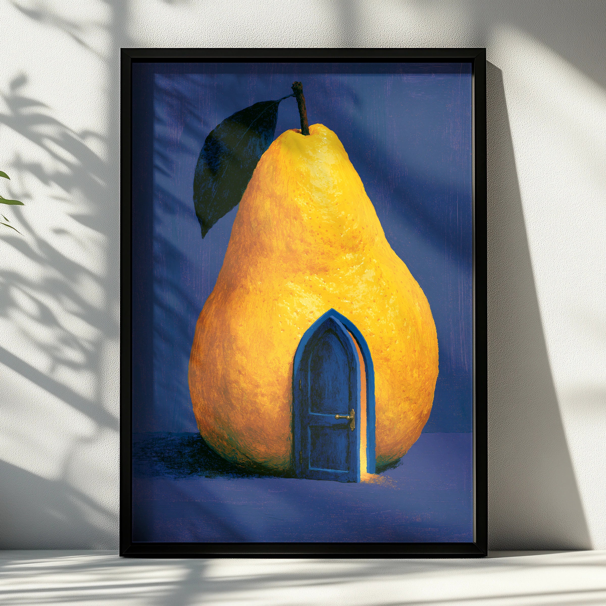 Whimsical Pear House Art Print, Colourful Pear Illustration, Modern Home Decor, Fruit Artwork