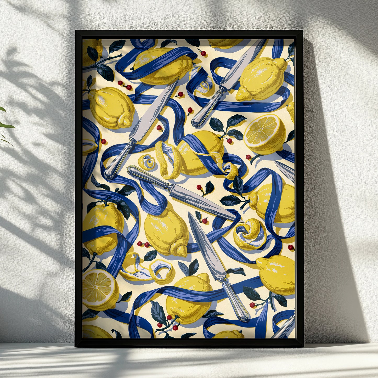 Lemon Motif Print, Colourful Kitchen Wall Art, Bold Lemon Decor for Foodies