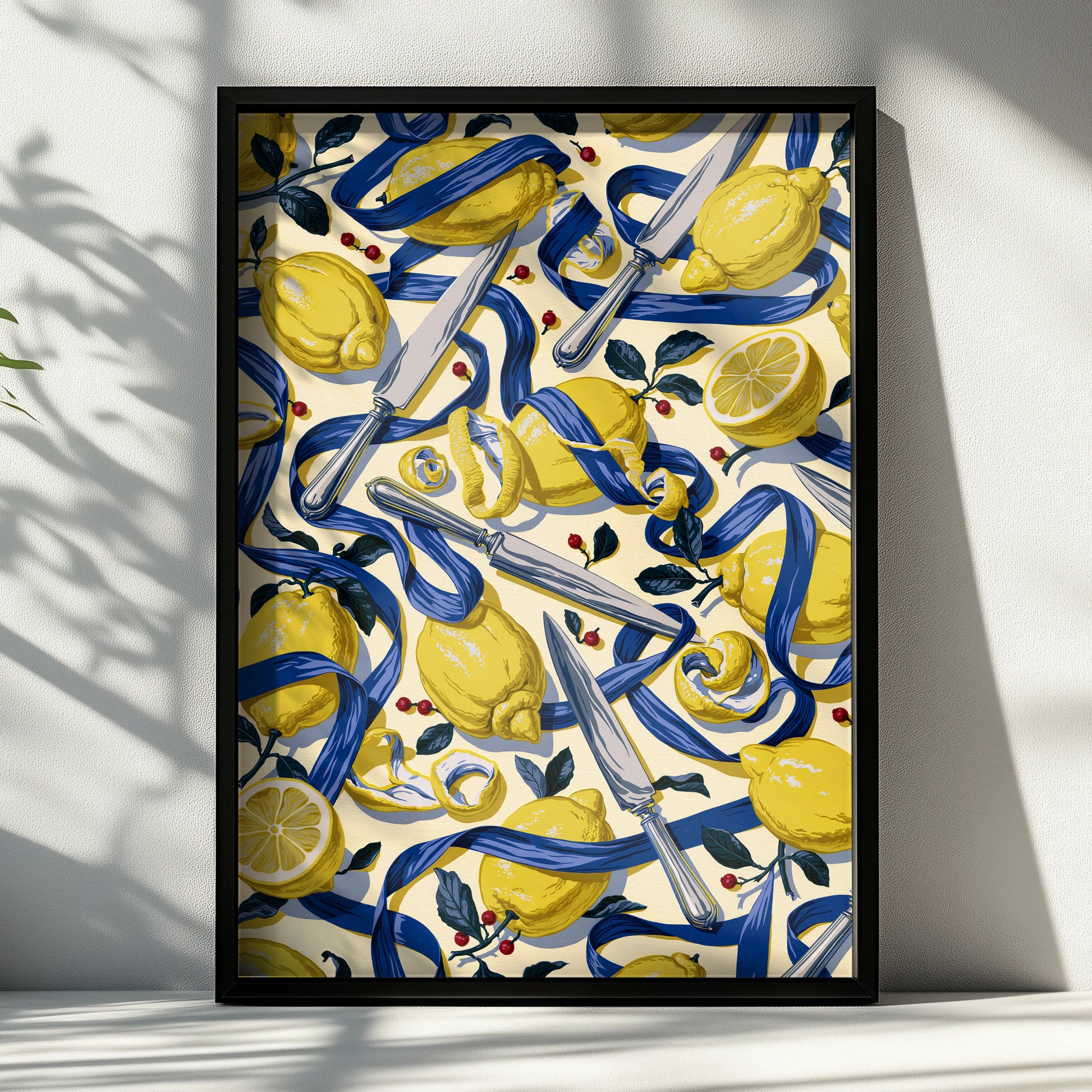Lemon Motif Print, Colourful Kitchen Wall Art, Bold Lemon Decor for Foodies