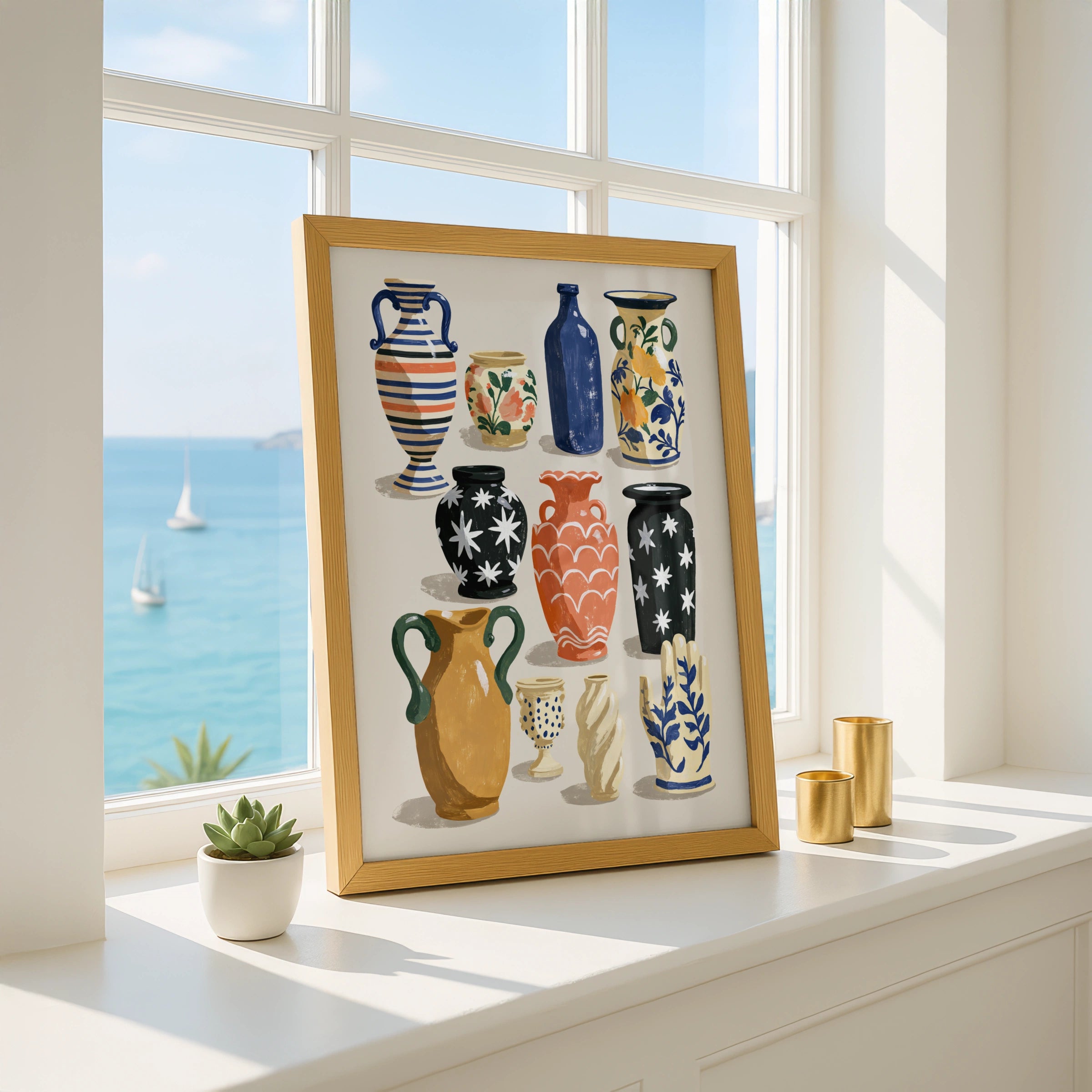Vases Art Print, Colourful Decor, Modern Illustration, Minimalist Style, Perfect Wall Art
