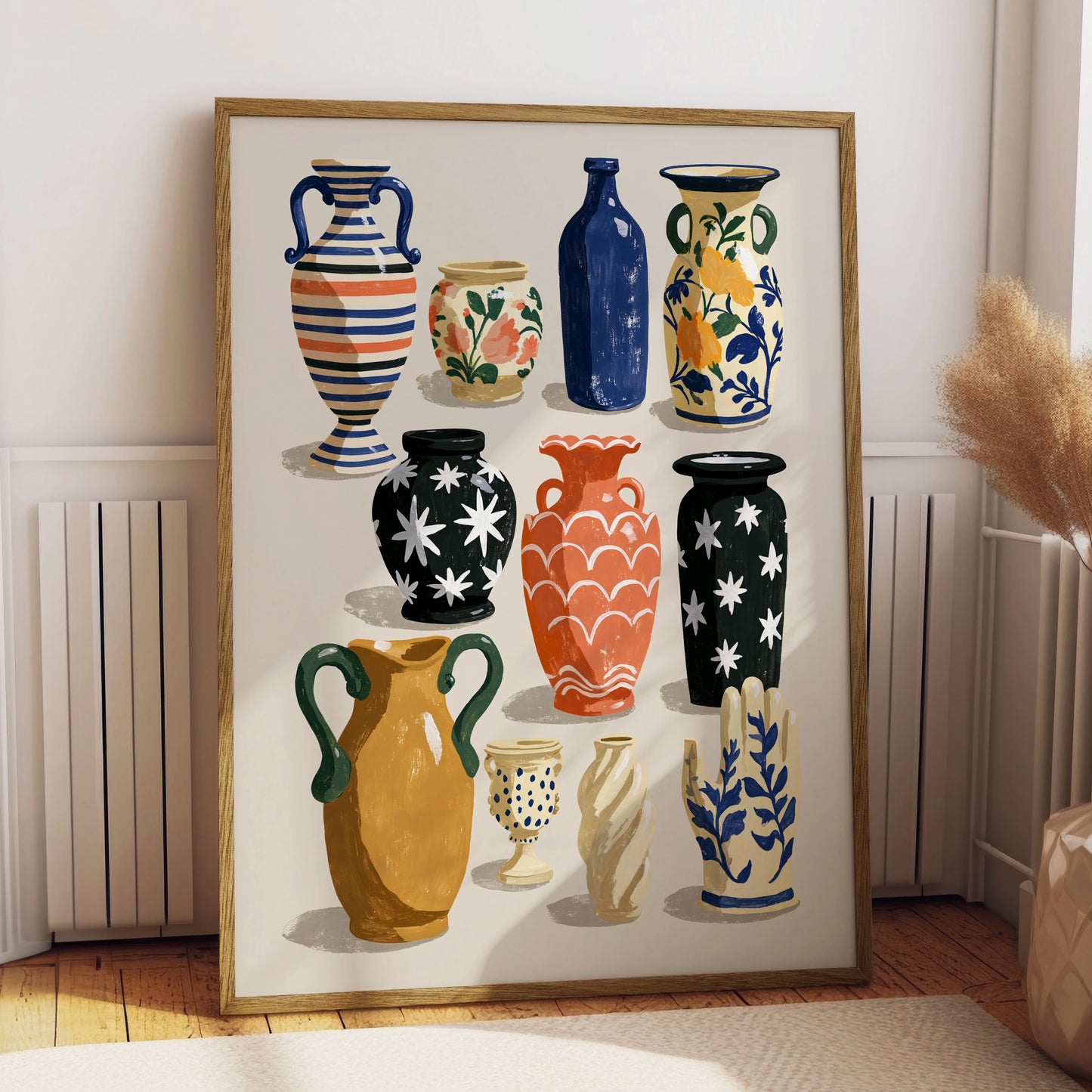 Vases Art Print, Colourful Decor, Modern Illustration, Minimalist Style, Perfect Wall Art