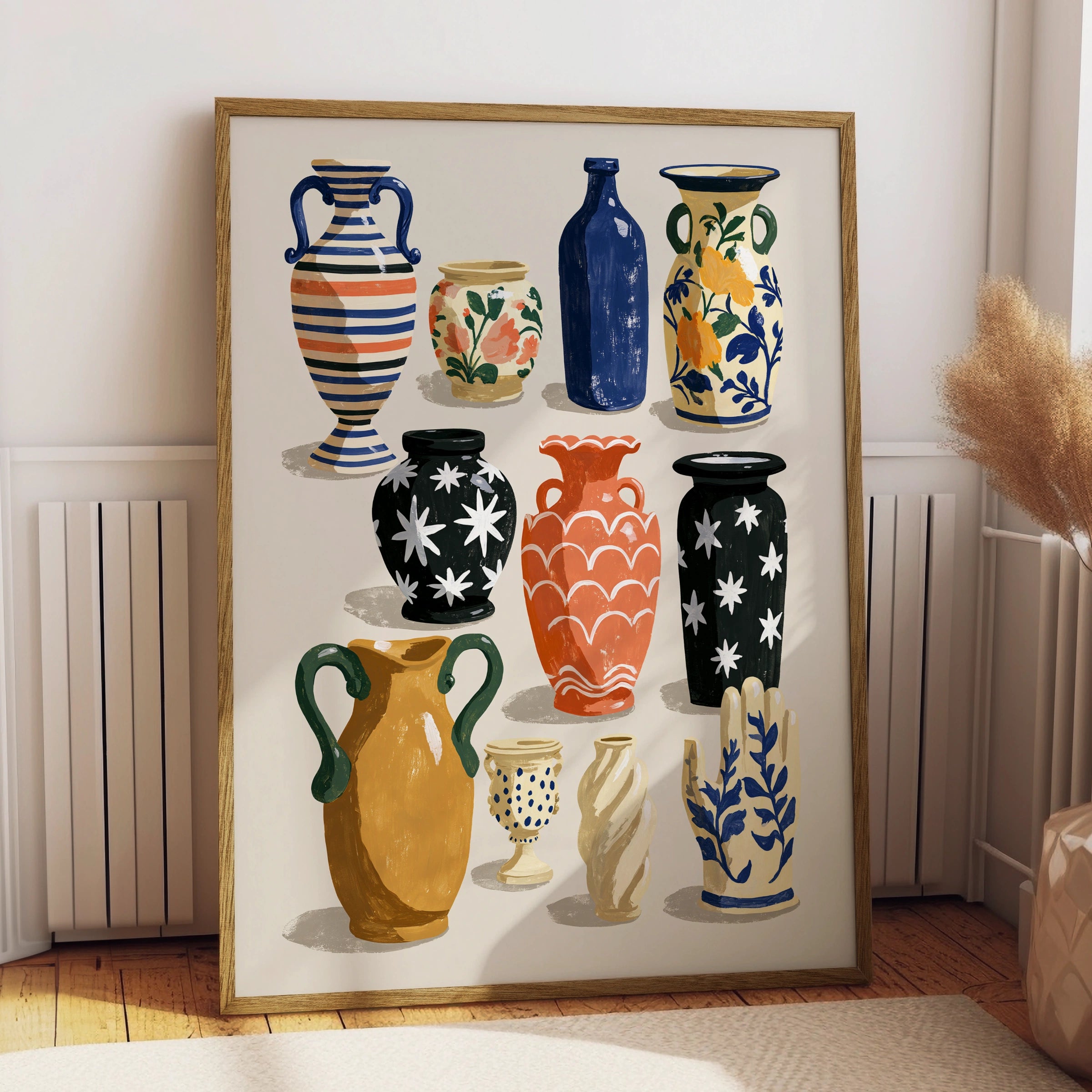 Vases Art Print, Colourful Decor, Modern Illustration, Minimalist Style, Perfect Wall Art