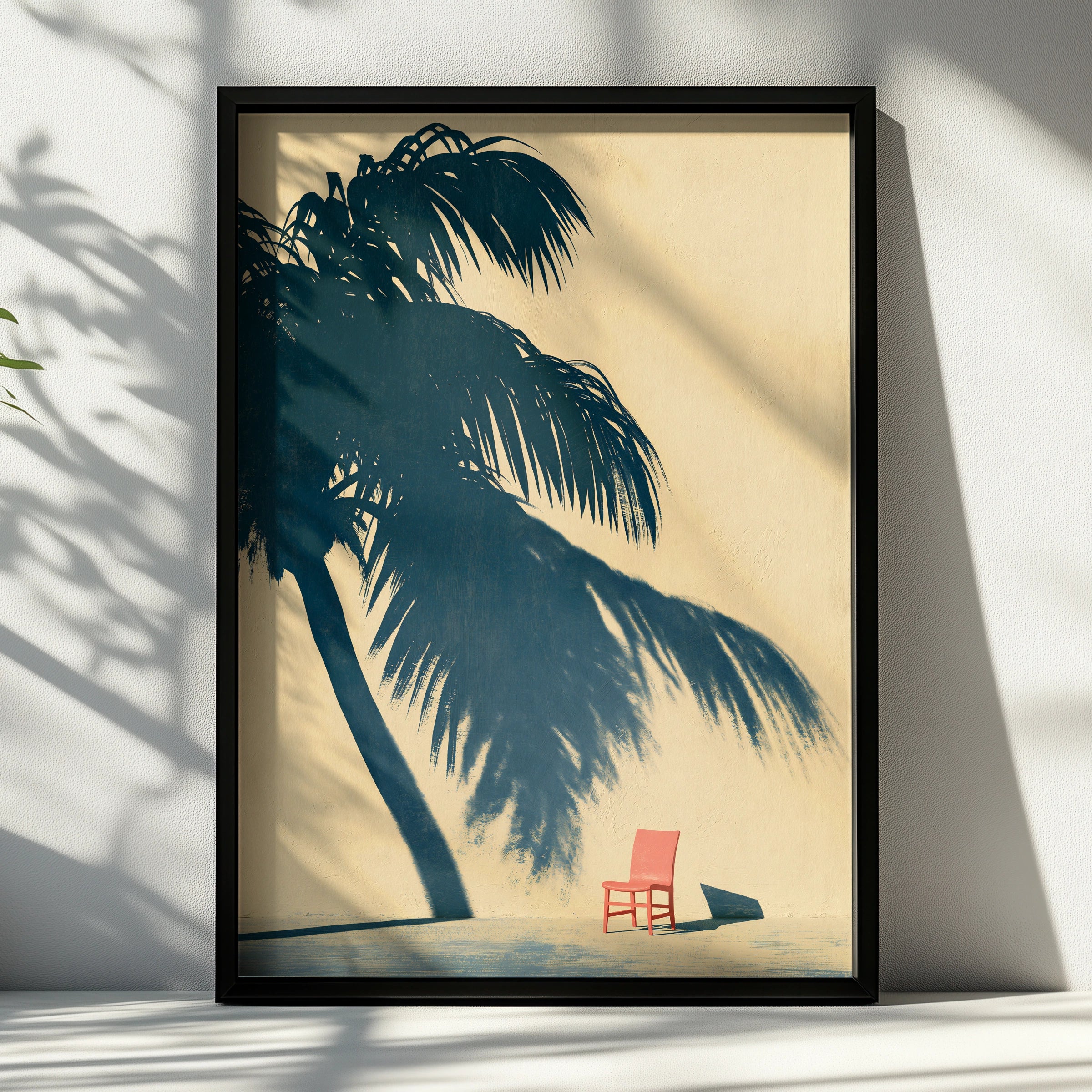Palm Shadow Art Print, Tropical Chair Poster, Minimalist Home Decor, Modern Wall Art