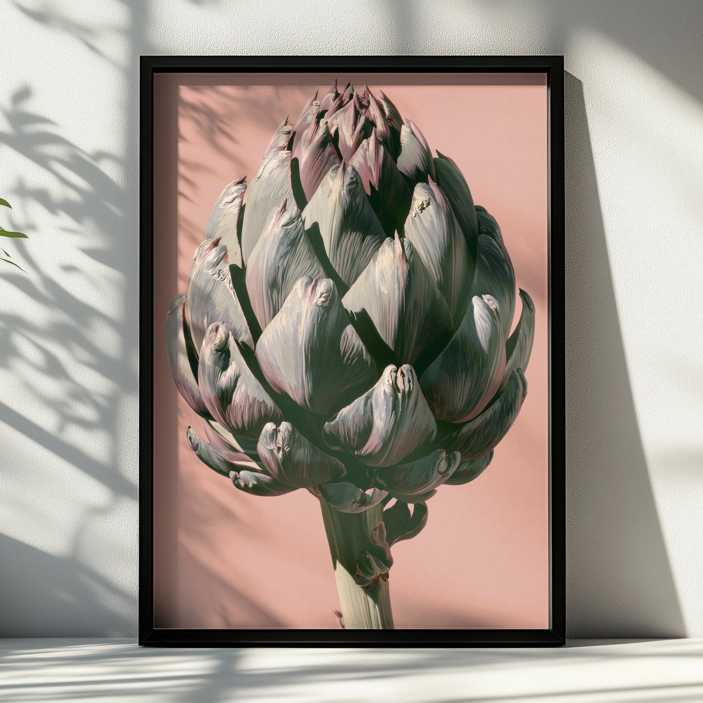 Artichoke Wall Art, Pink Background, Botanical Print, Modern Home Decor