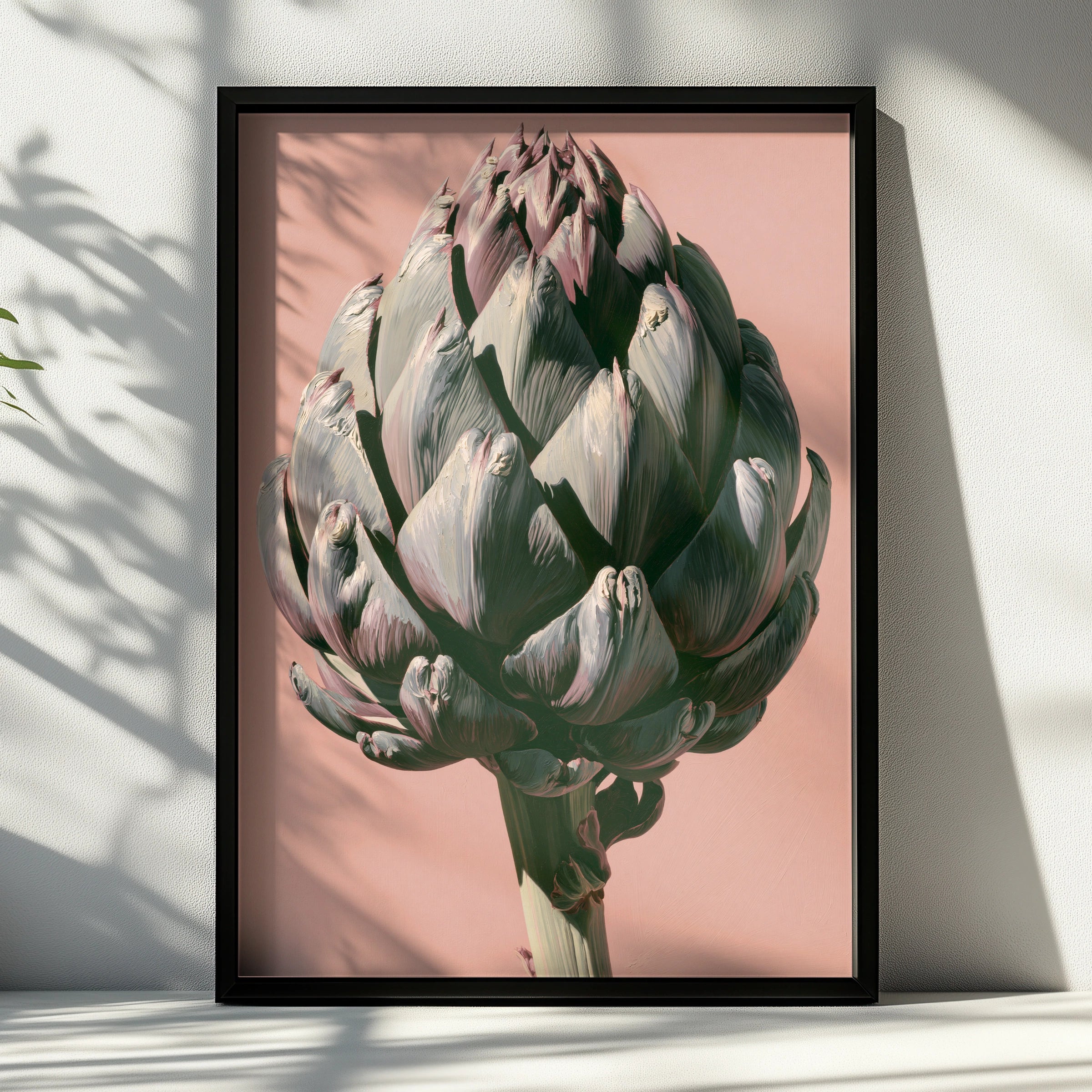 Artichoke Wall Art, Pink Background, Botanical Print, Modern Home Decor