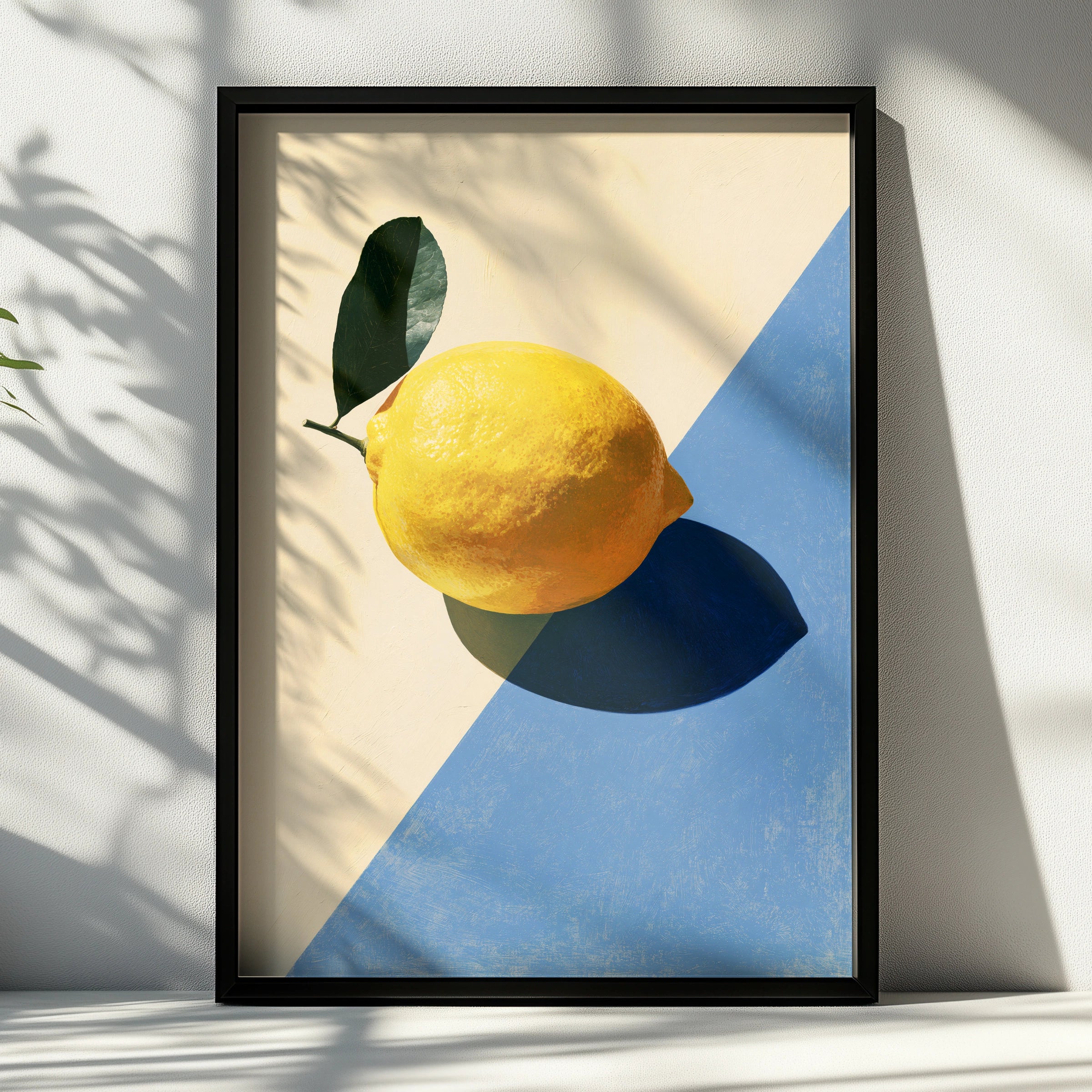 Lemon Still Life Art Print, Colourful Wall Decor, Modern Minimalist Style