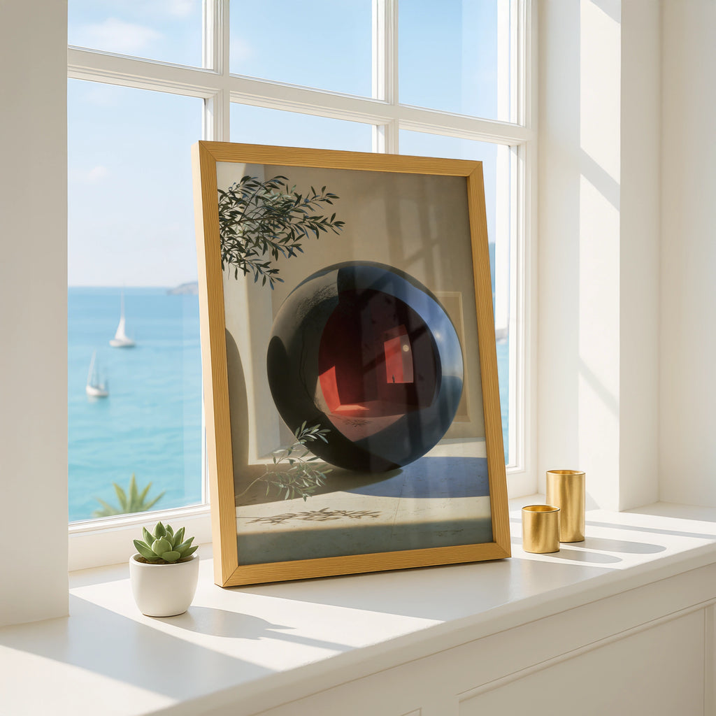 Sphere Mirror Artwork, Abstract Wall Art, Modern Home Decor, Minimalist Design