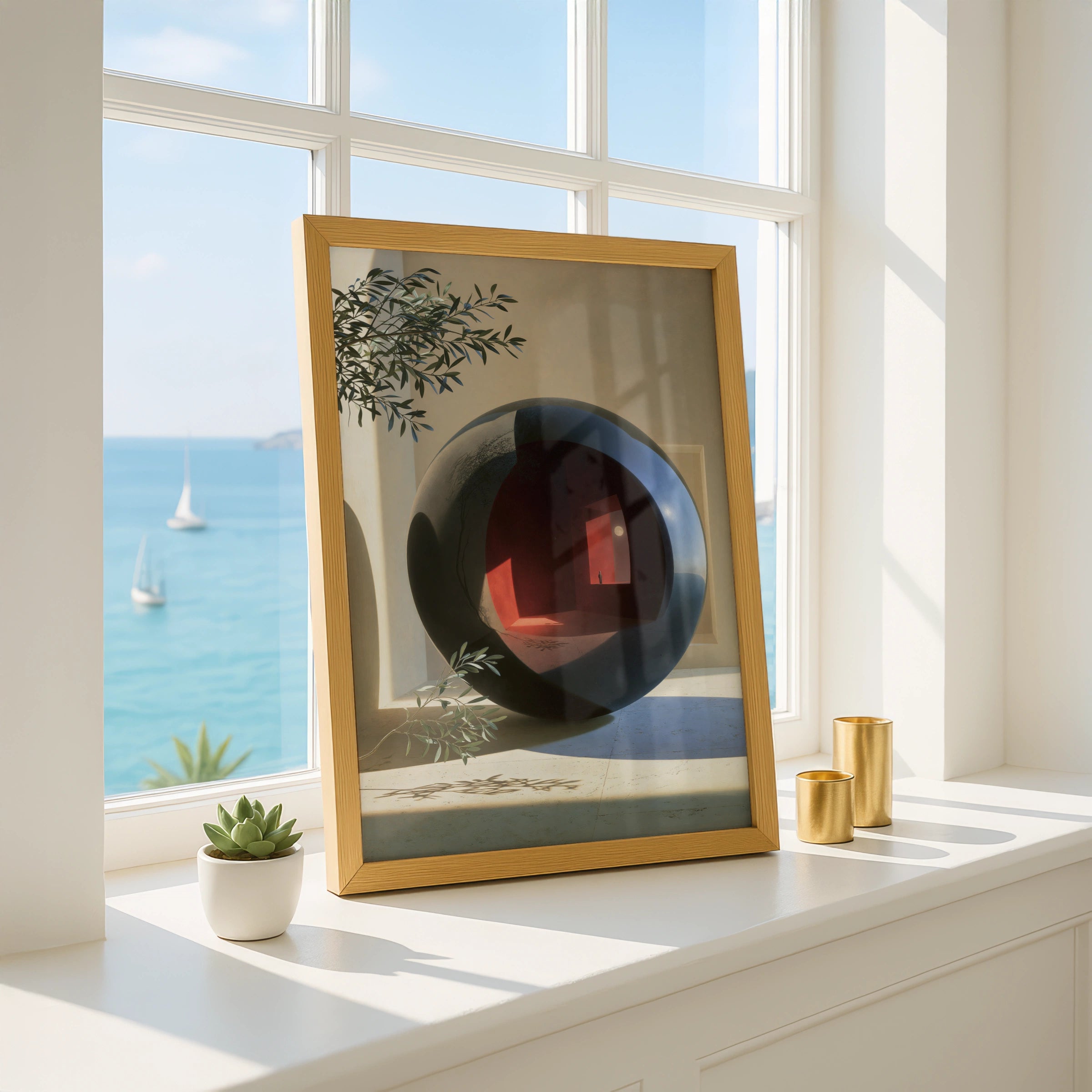 Sphere Mirror Artwork, Abstract Wall Art, Modern Home Decor, Minimalist Design