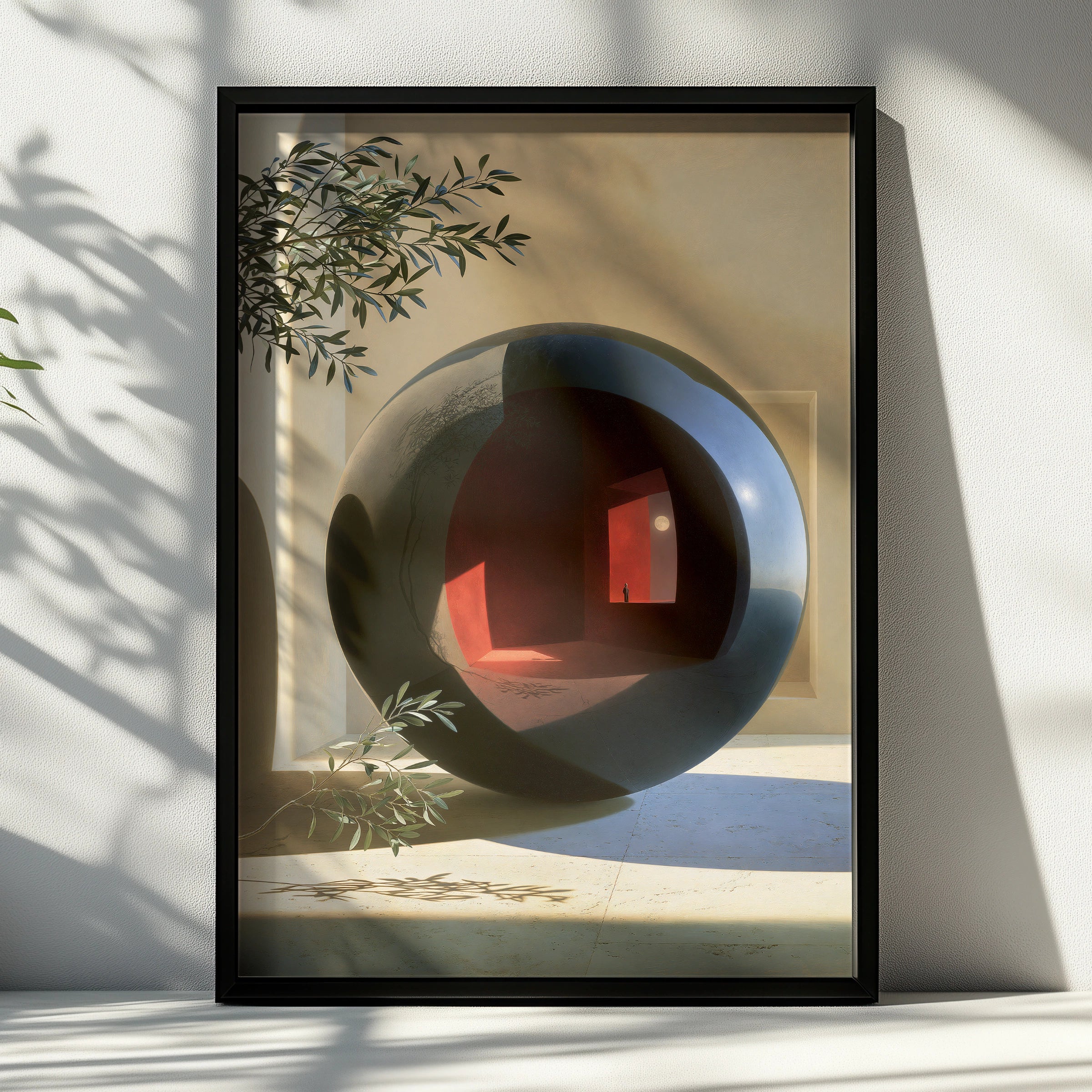 Sphere Mirror Artwork, Abstract Wall Art, Modern Home Decor, Minimalist Design