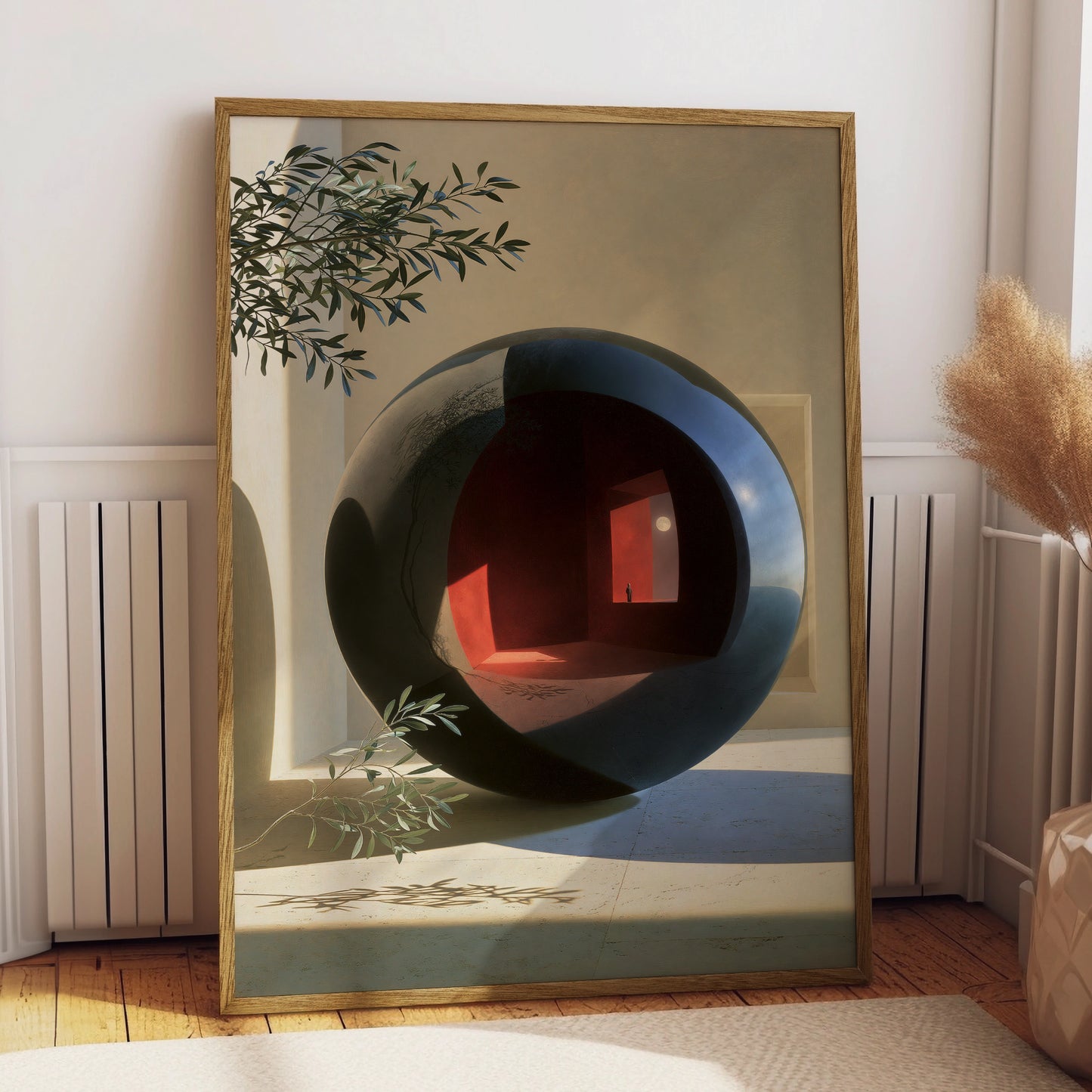 Sphere Mirror Artwork, Abstract Wall Art, Modern Home Decor, Minimalist Design