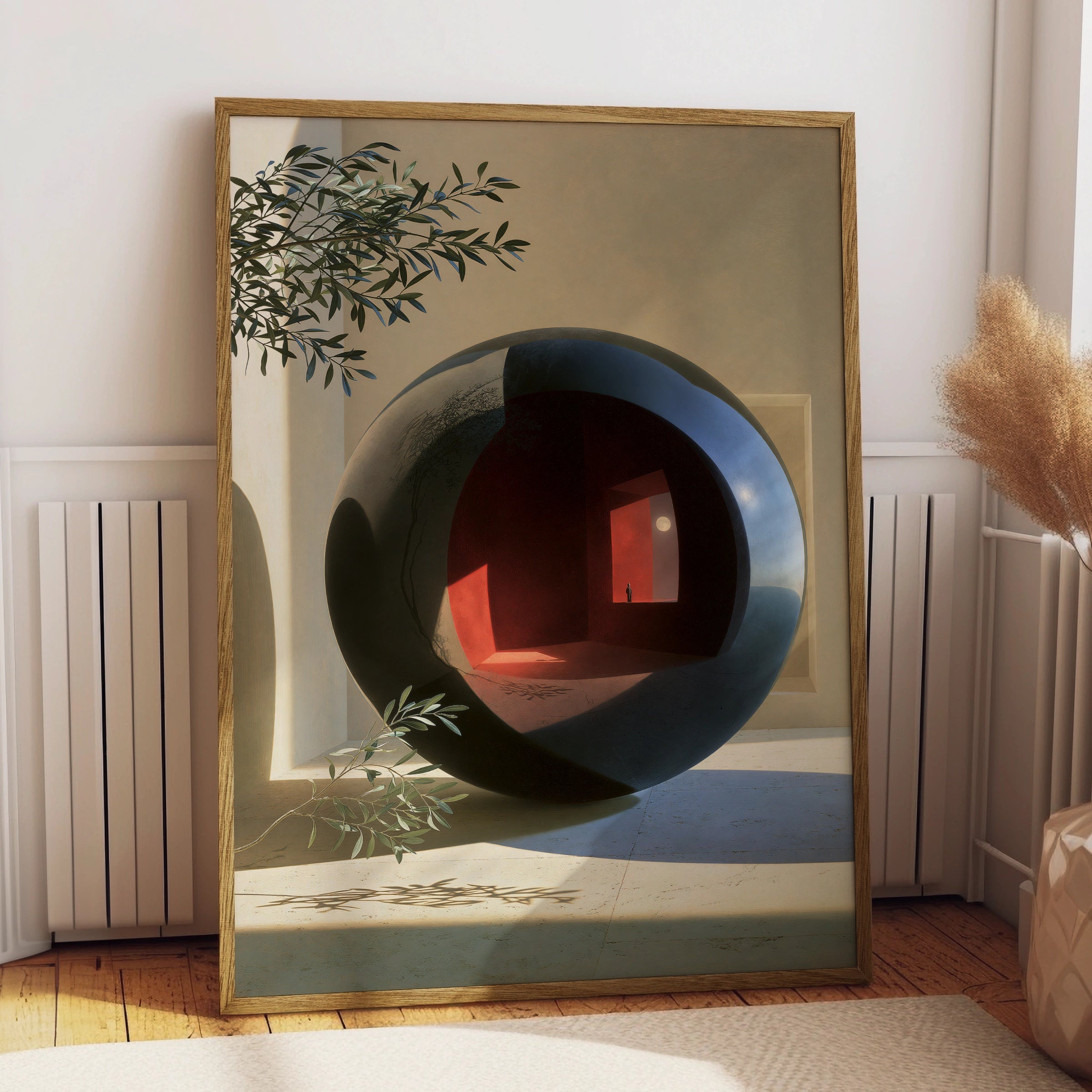 Sphere Mirror Artwork, Abstract Wall Art, Modern Home Decor, Minimalist Design