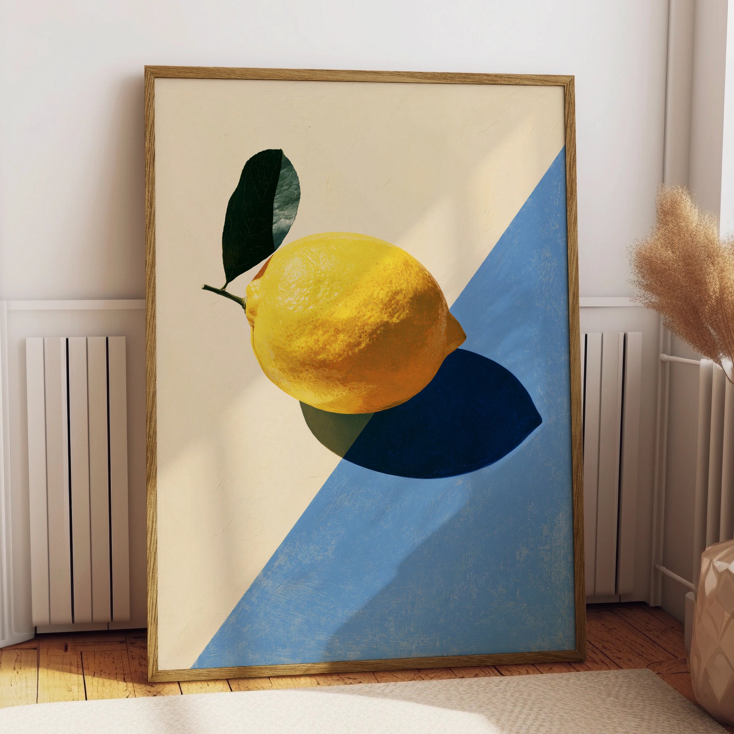 Lemon Still Life Art Print, Colourful Wall Decor, Modern Minimalist Style