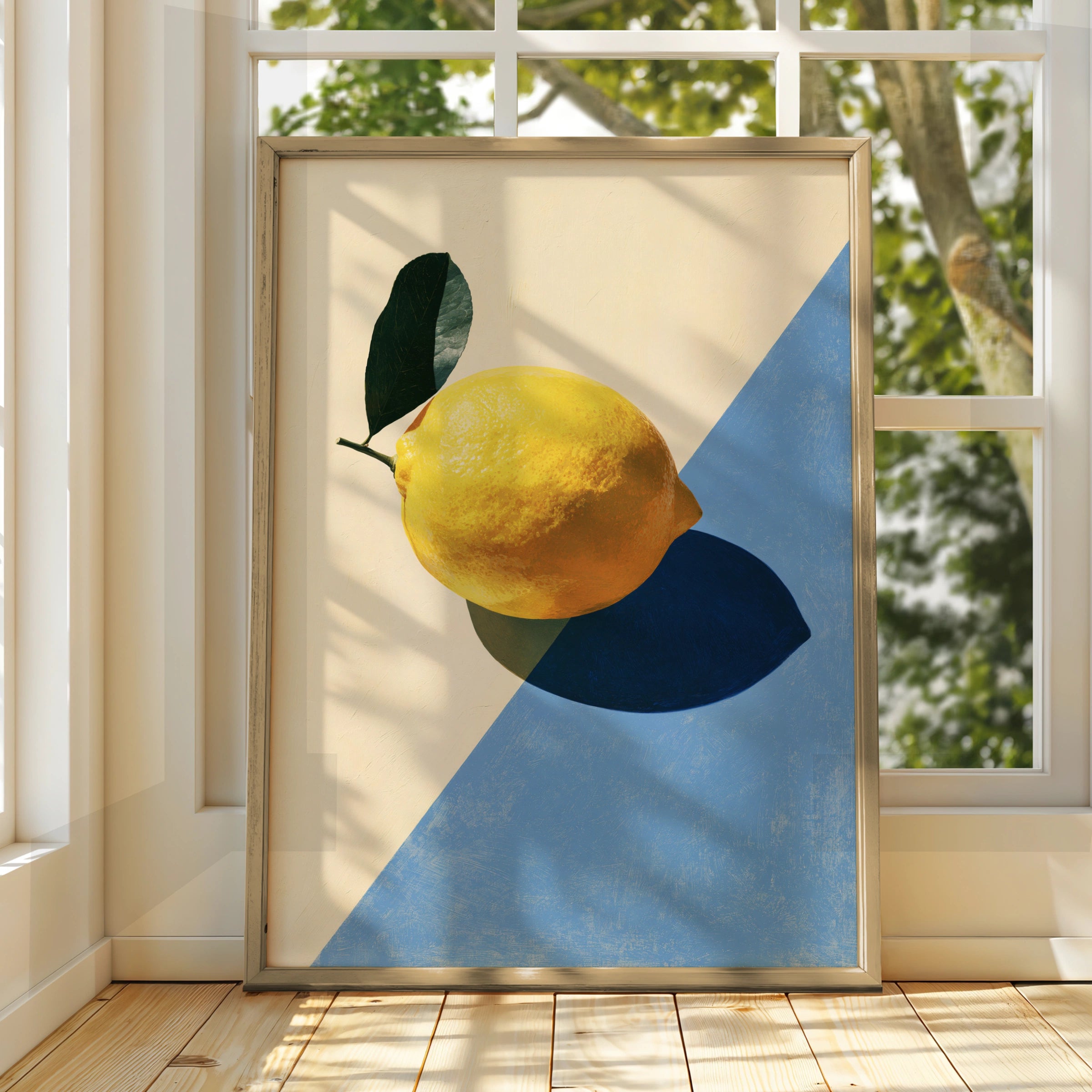 Lemon Still Life Art Print, Colourful Wall Decor, Modern Minimalist Style