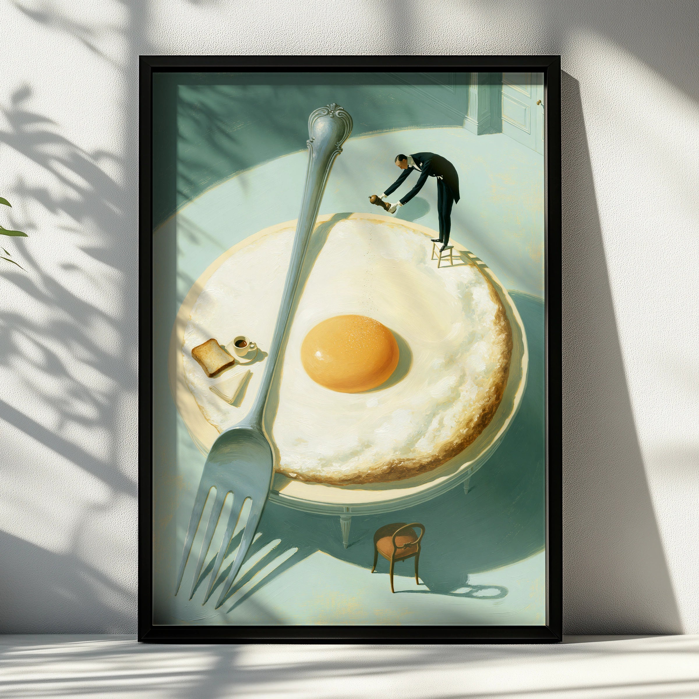 Whimsical Egg Art Print, Food Inspired Poster, Surreal Kitchen Decor