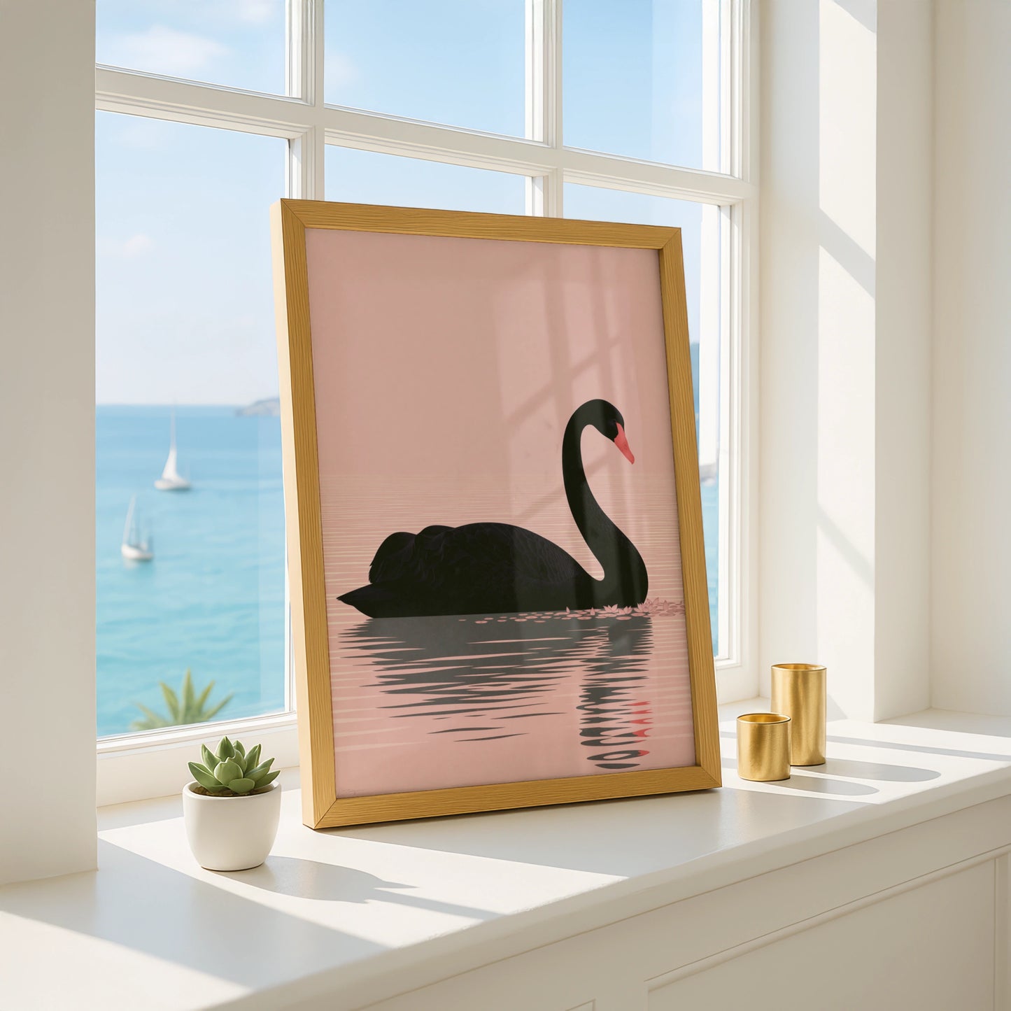 Black Swan Print, Stunning Wildlife Art, Modern Minimalist Decor, Elegant Wall Art