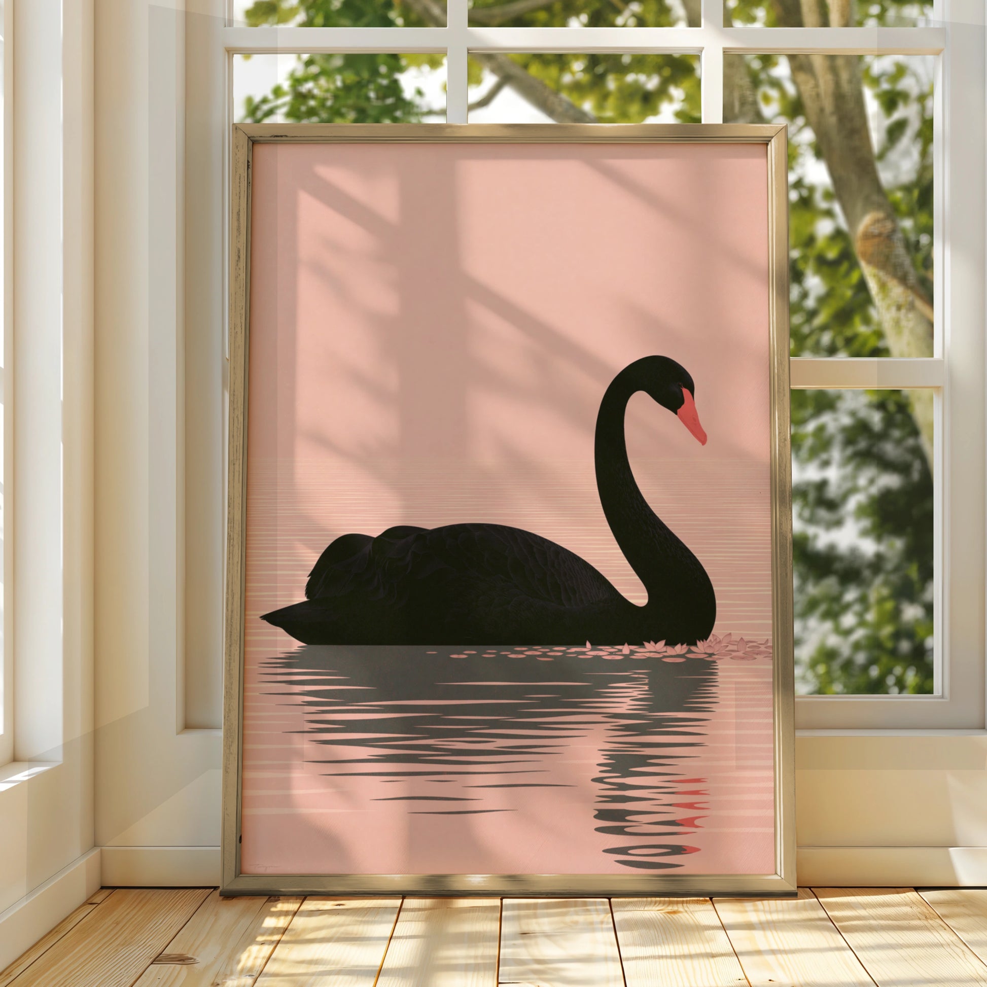 Black Swan Print, Stunning Wildlife Art, Modern Minimalist Decor, Elegant Wall Art
