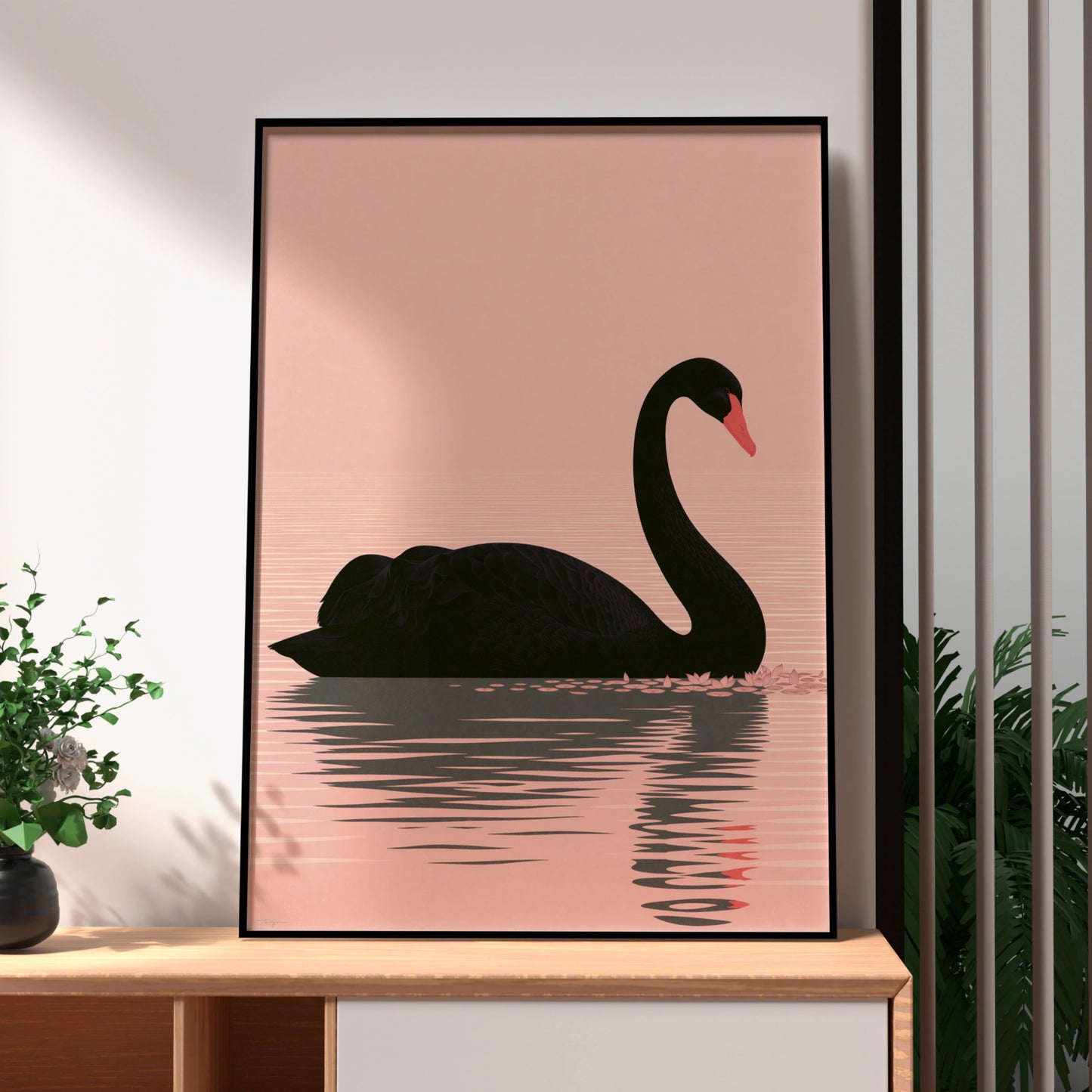 Black Swan Print, Stunning Wildlife Art, Modern Minimalist Decor, Elegant Wall Art