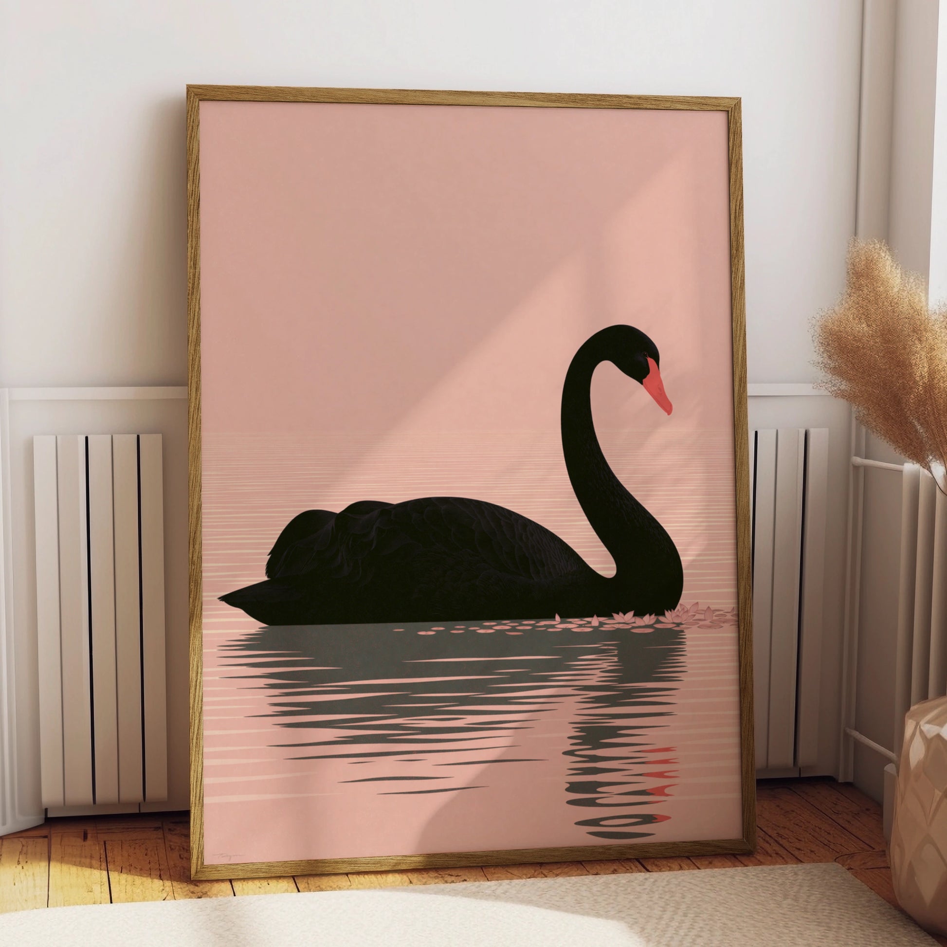 Black Swan Print, Stunning Wildlife Art, Modern Minimalist Decor, Elegant Wall Art