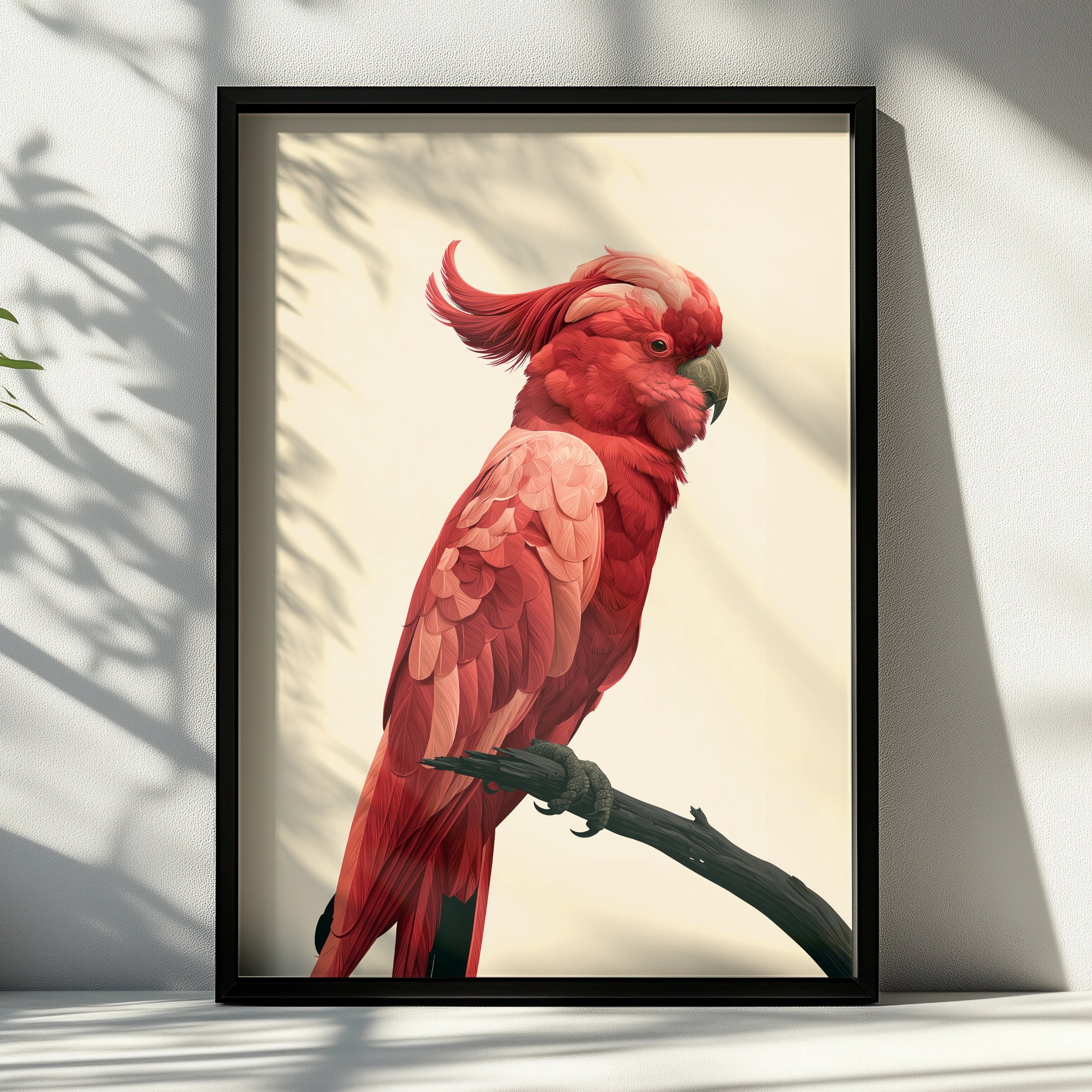 Red Parrot Print, Cockatoo Bird Poster, Minimalist Animal Wall Art