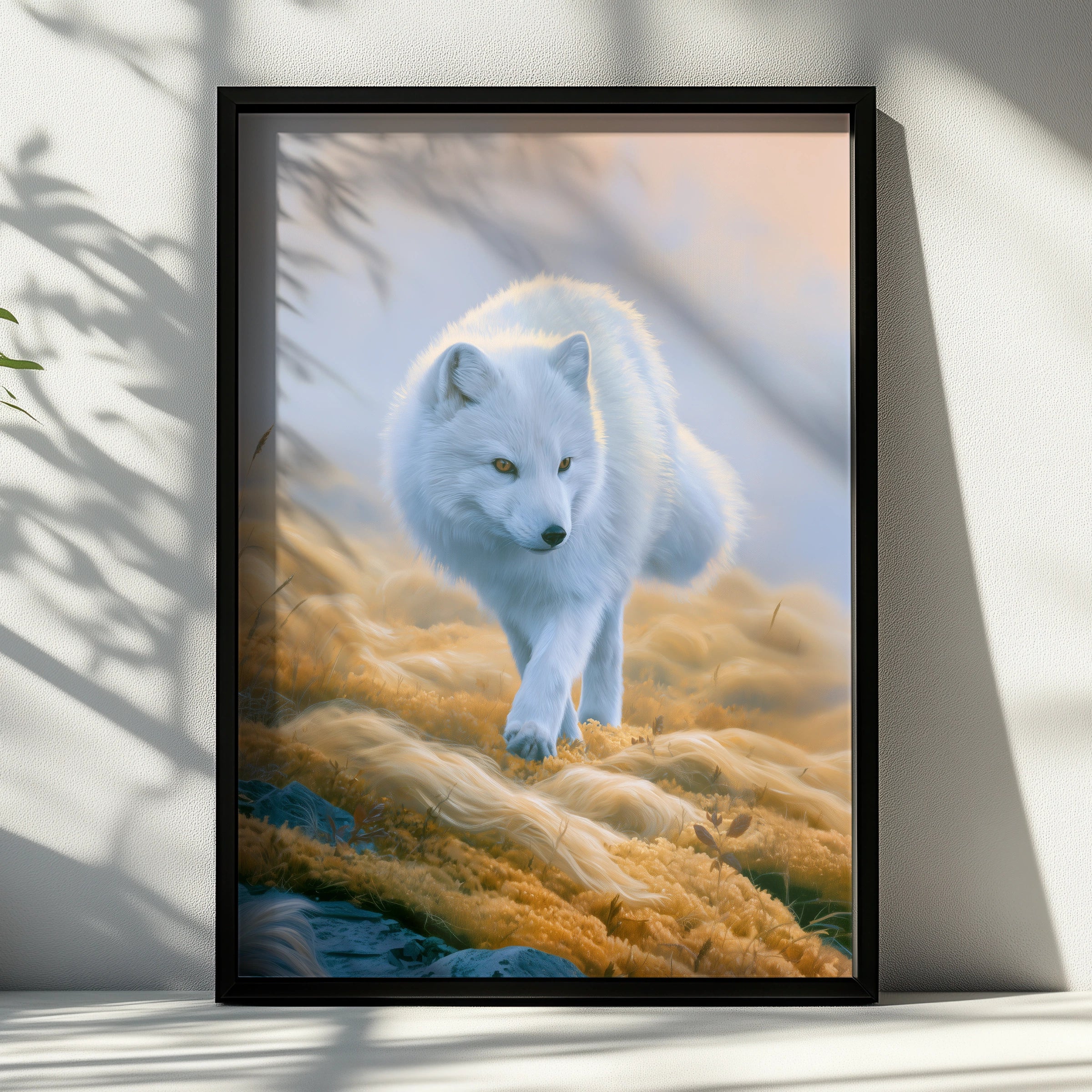 Arctic Fox Poster, White Fox Wildlife Print, Tundra Nature Wall Art