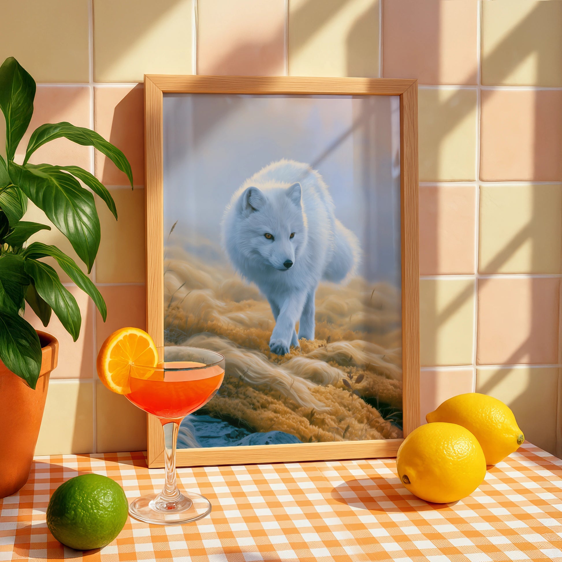 Arctic Fox Poster, White Fox Wildlife Print, Tundra Nature Wall Art