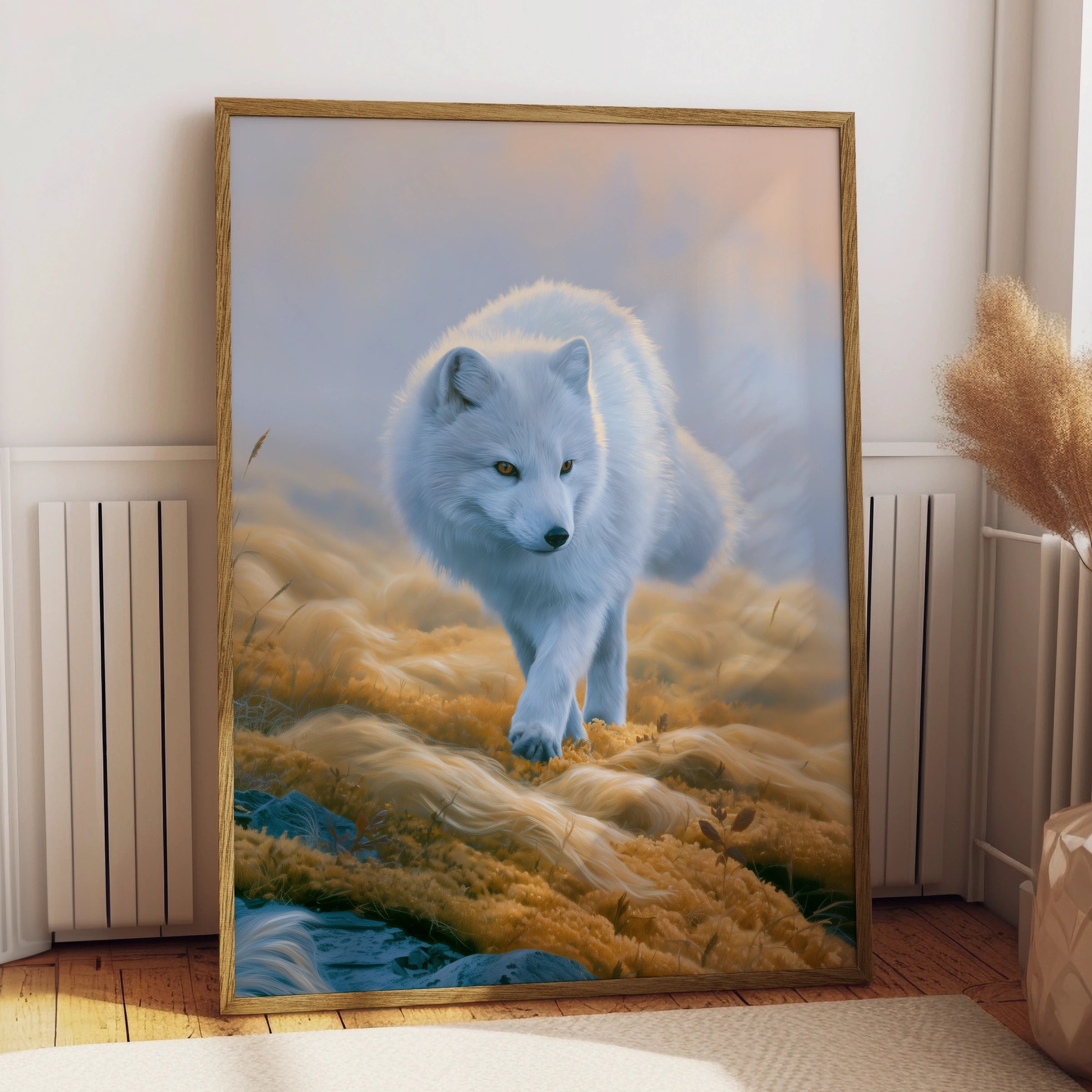 Arctic Fox Poster, White Fox Wildlife Print, Tundra Nature Wall Art