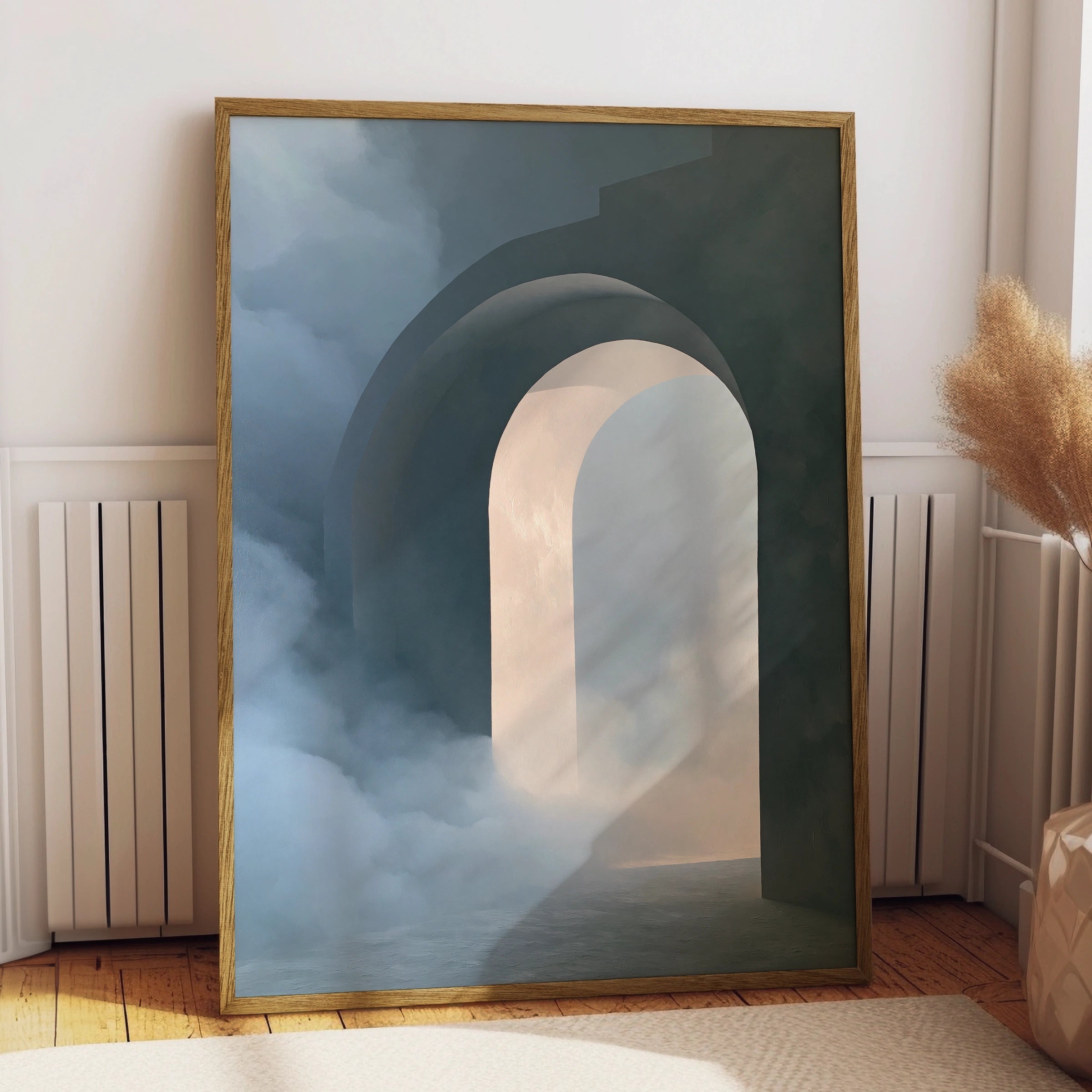 Abstract Arch Wall Art Poster, Dreamy Cloud Architectural Print, Minimalist