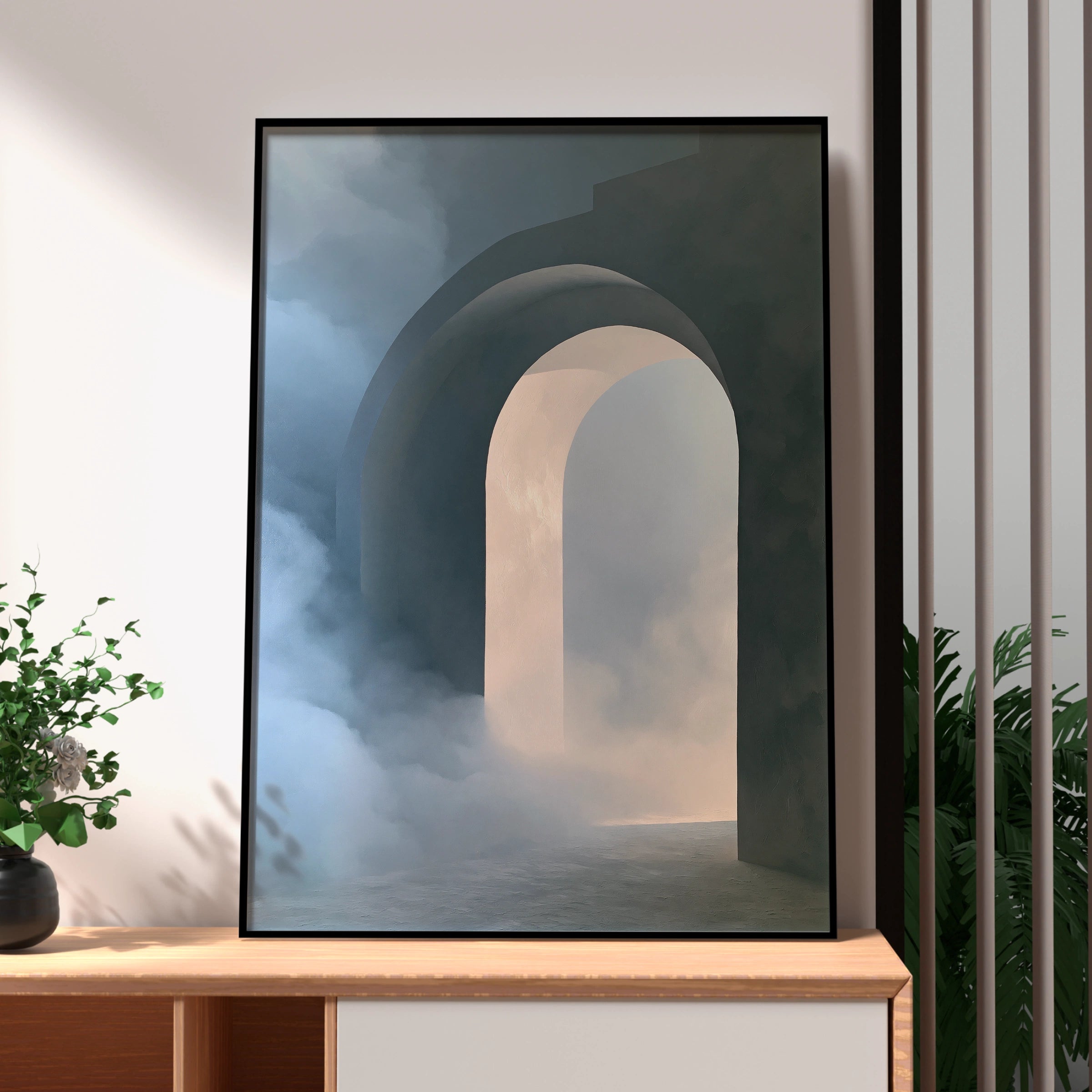 Abstract Arch Wall Art Poster, Dreamy Cloud Architectural Print, Minimalist
