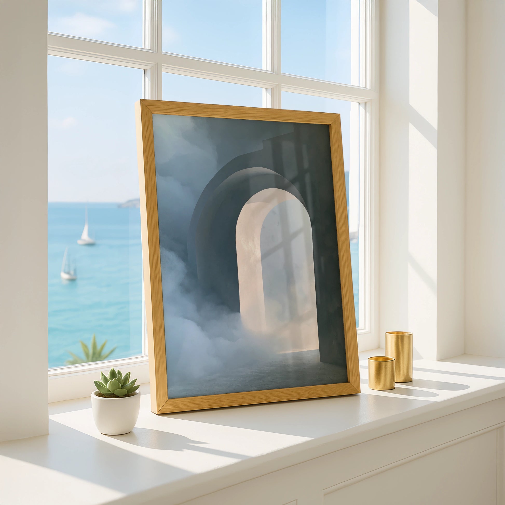 Abstract Arch Wall Art Poster, Dreamy Cloud Architectural Print, Minimalist