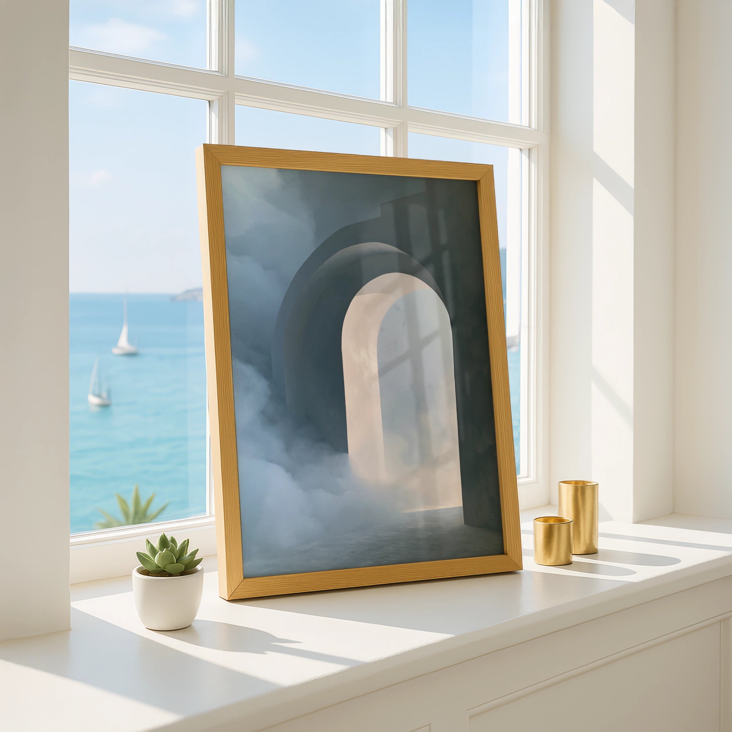 Abstract Arch Wall Art Poster, Dreamy Cloud Architectural Print, Minimalist