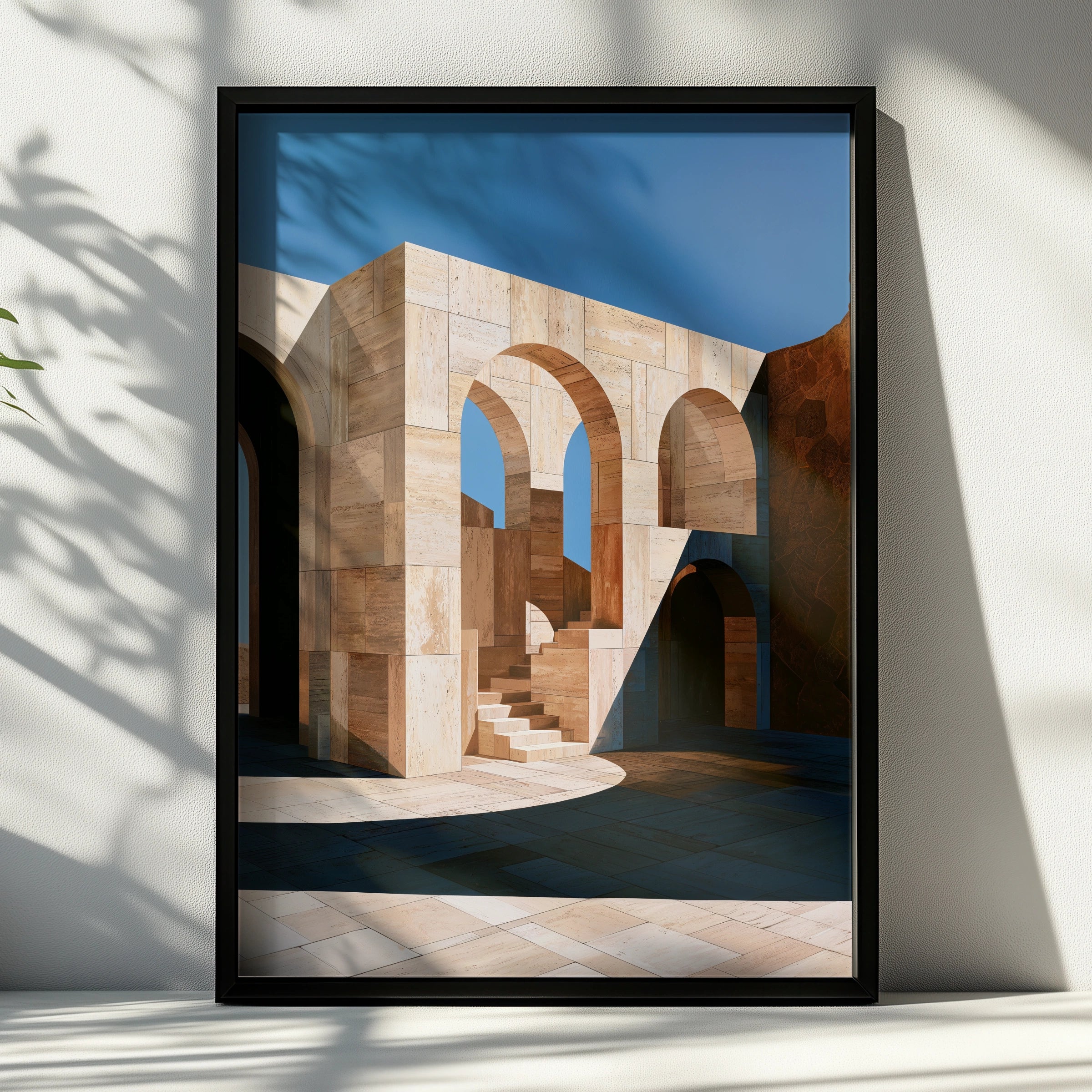 Travertine Arch Architecture Poster, Stone Arches Print, Minimalist Wall Art