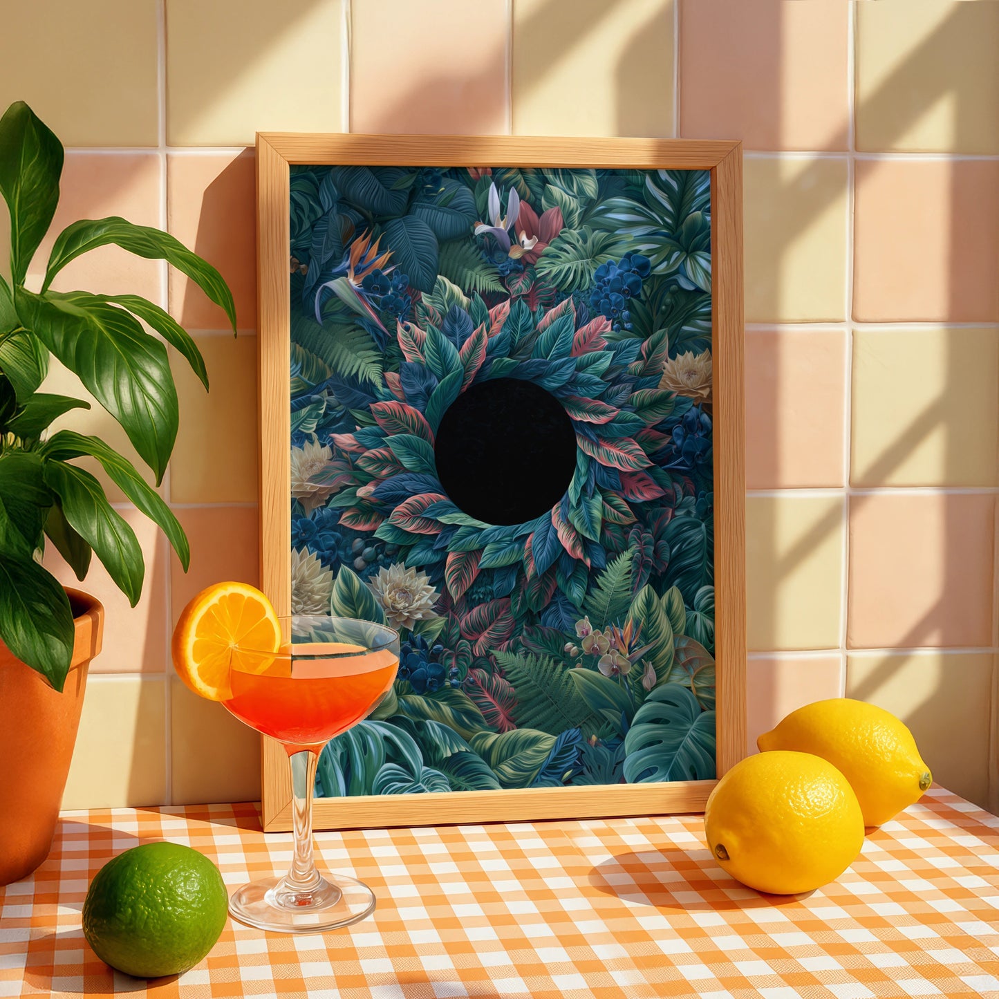 Eclipse Botanical Tropical Leaves Poster, Dark Jungle Floral Wall Art Print