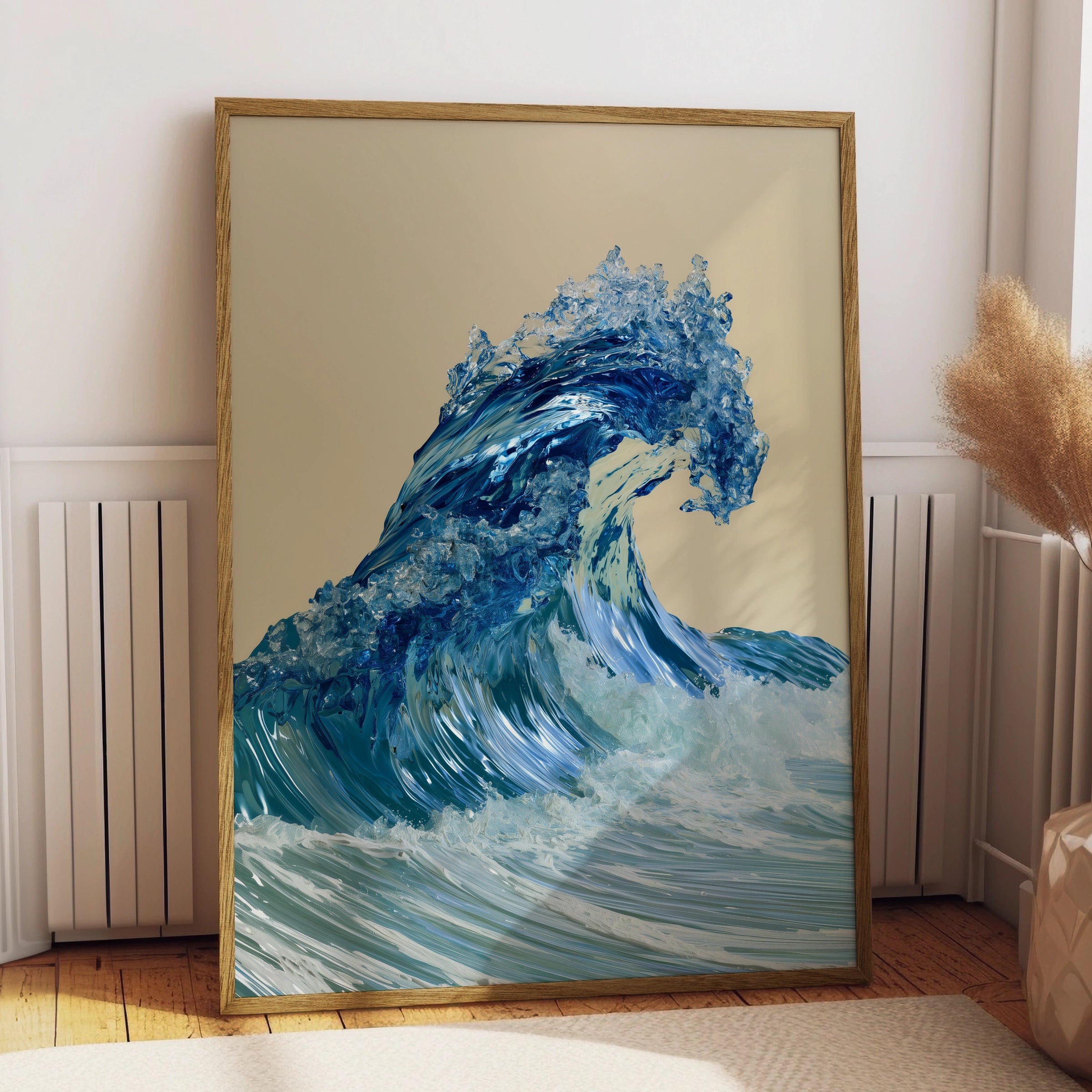 Crystal Ocean Wave Poster, Blue Sea Wall Art, Modern Coastal Print