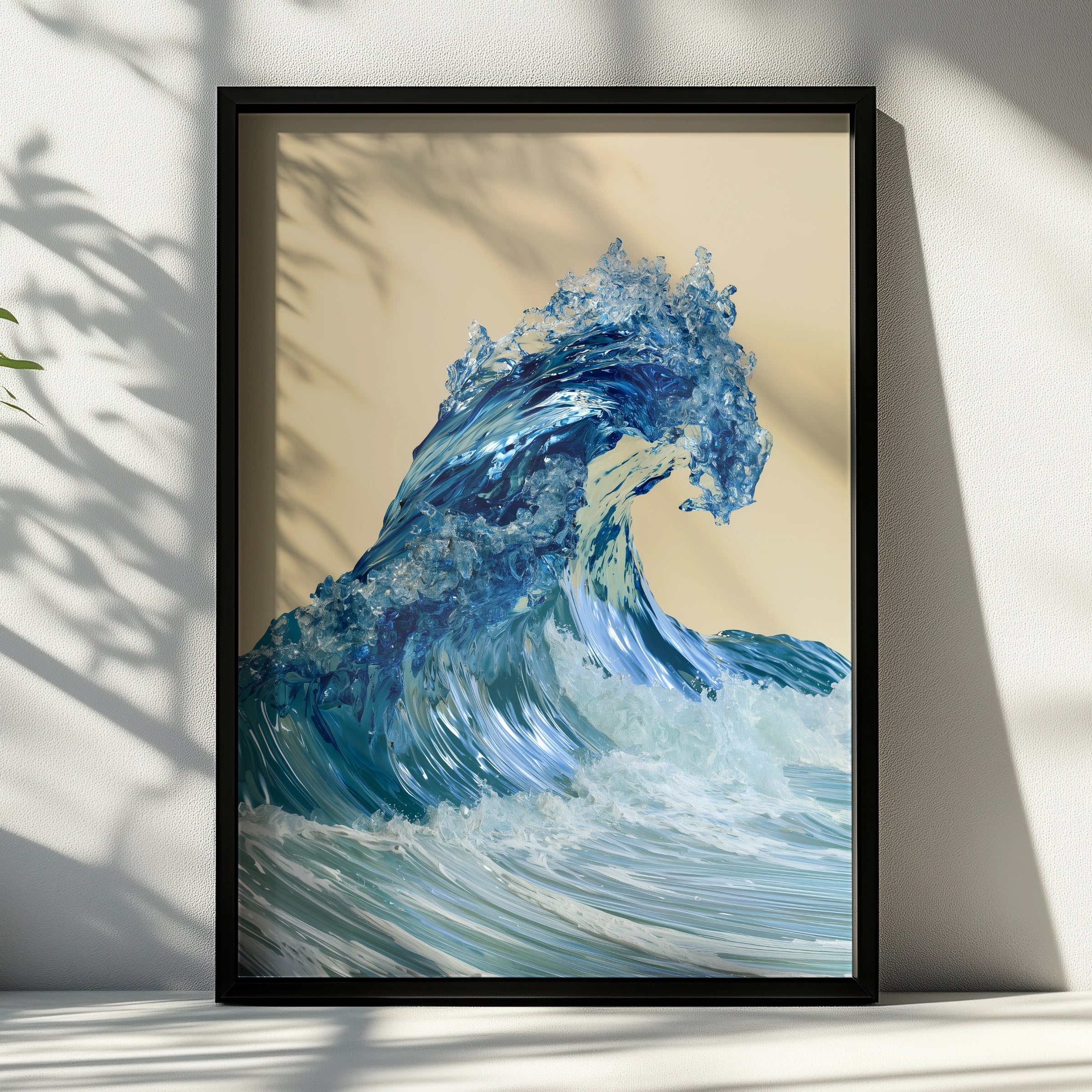 Crystal Ocean Wave Poster, Blue Sea Wall Art, Modern Coastal Print