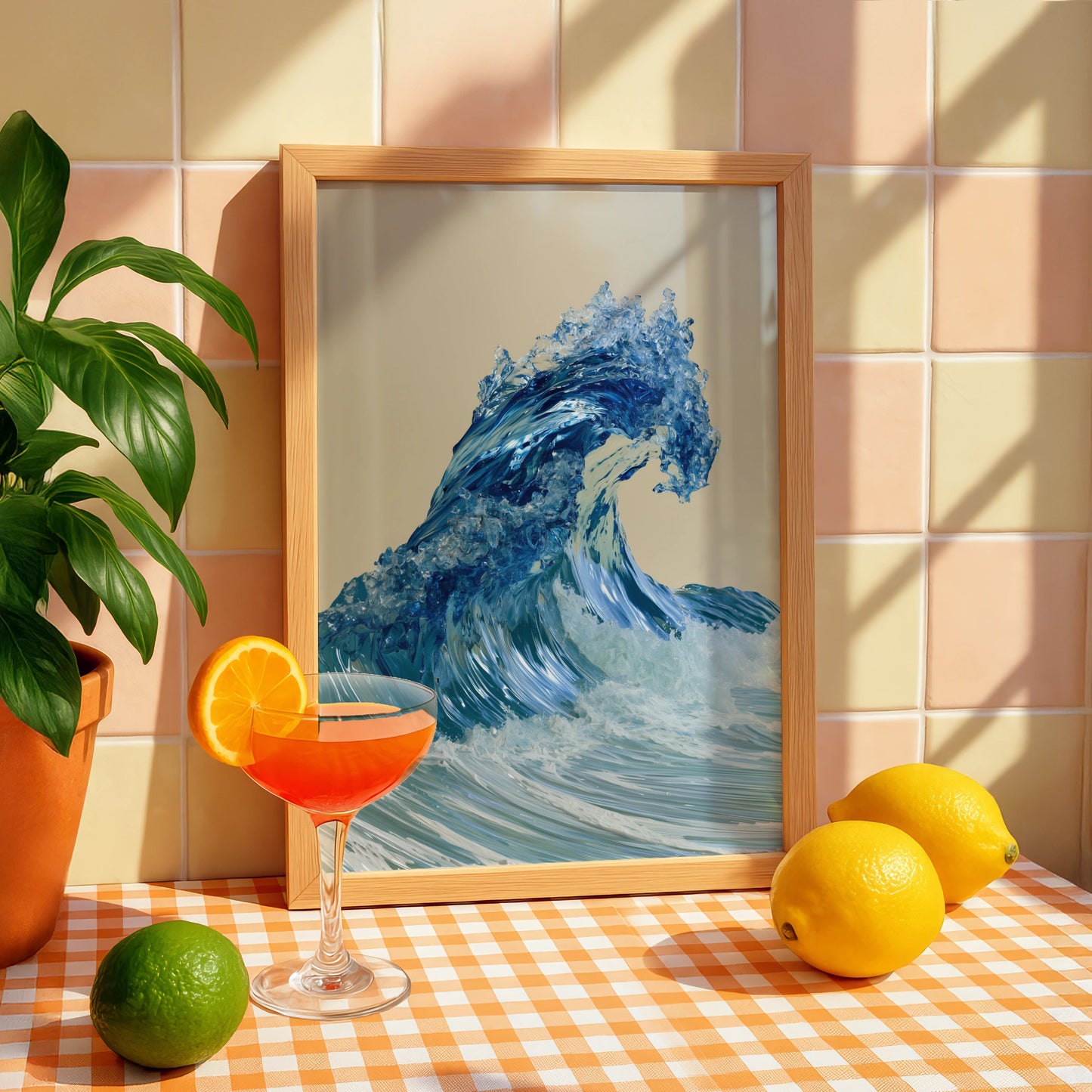 Crystal Ocean Wave Poster, Blue Sea Wall Art, Modern Coastal Print