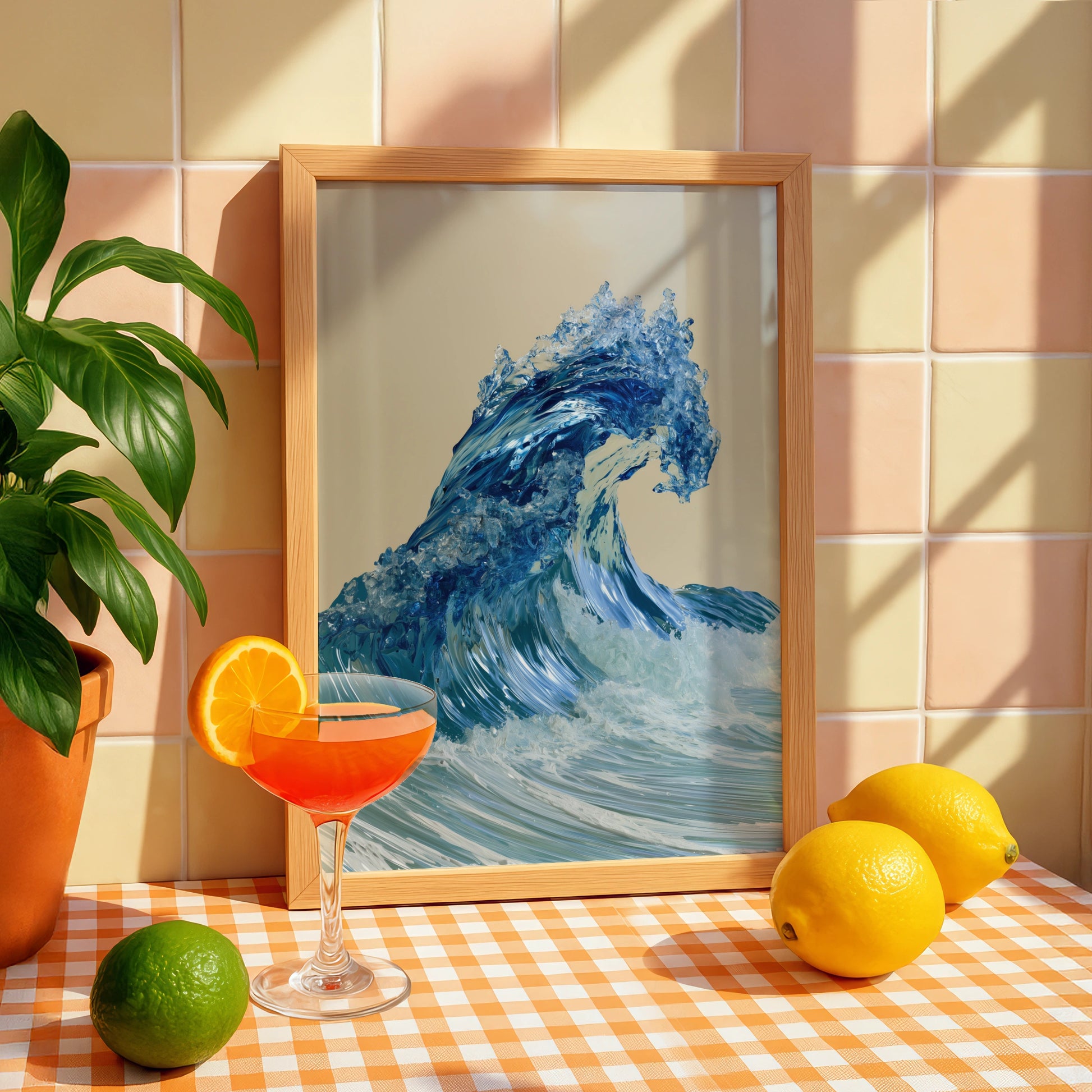 Crystal Ocean Wave Poster, Blue Sea Wall Art, Modern Coastal Print