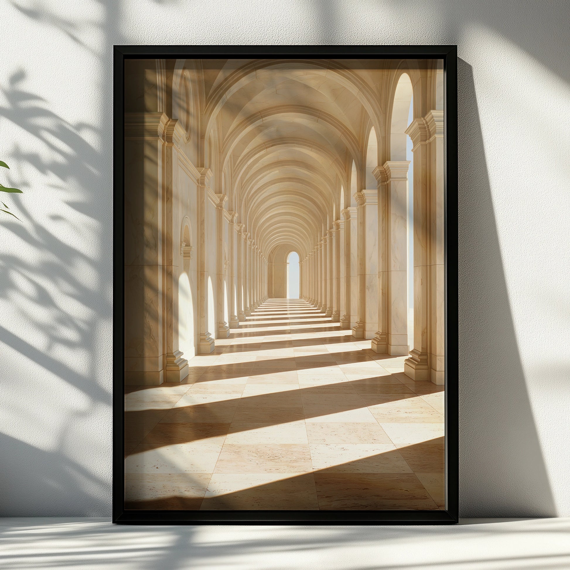 Travertine Hallway Arch Corridor Wall Art Poster, Classical Architecture Print