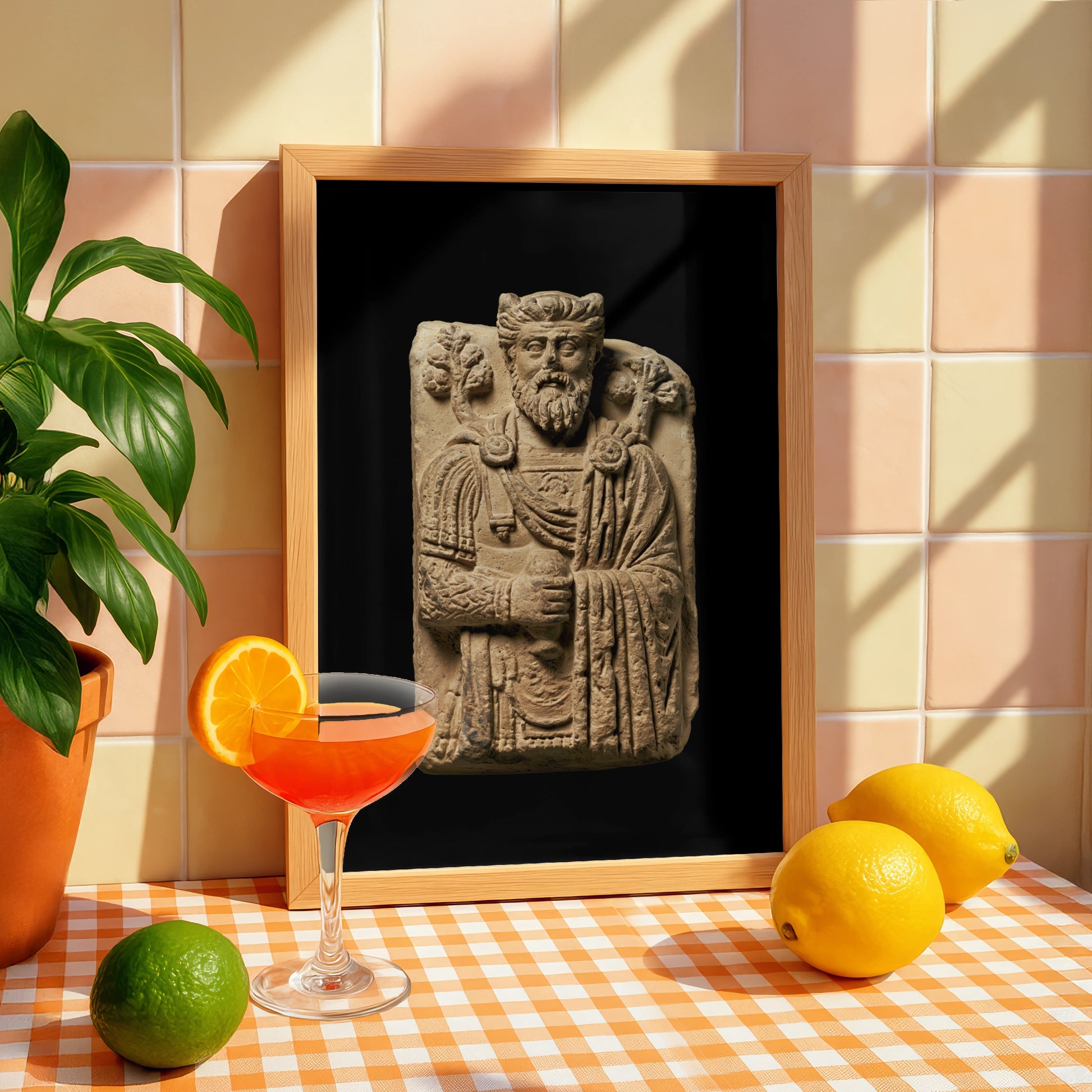 Roman Stone Relief Sculpture Poster, Ancient Carved Figure, Classical Art Print
