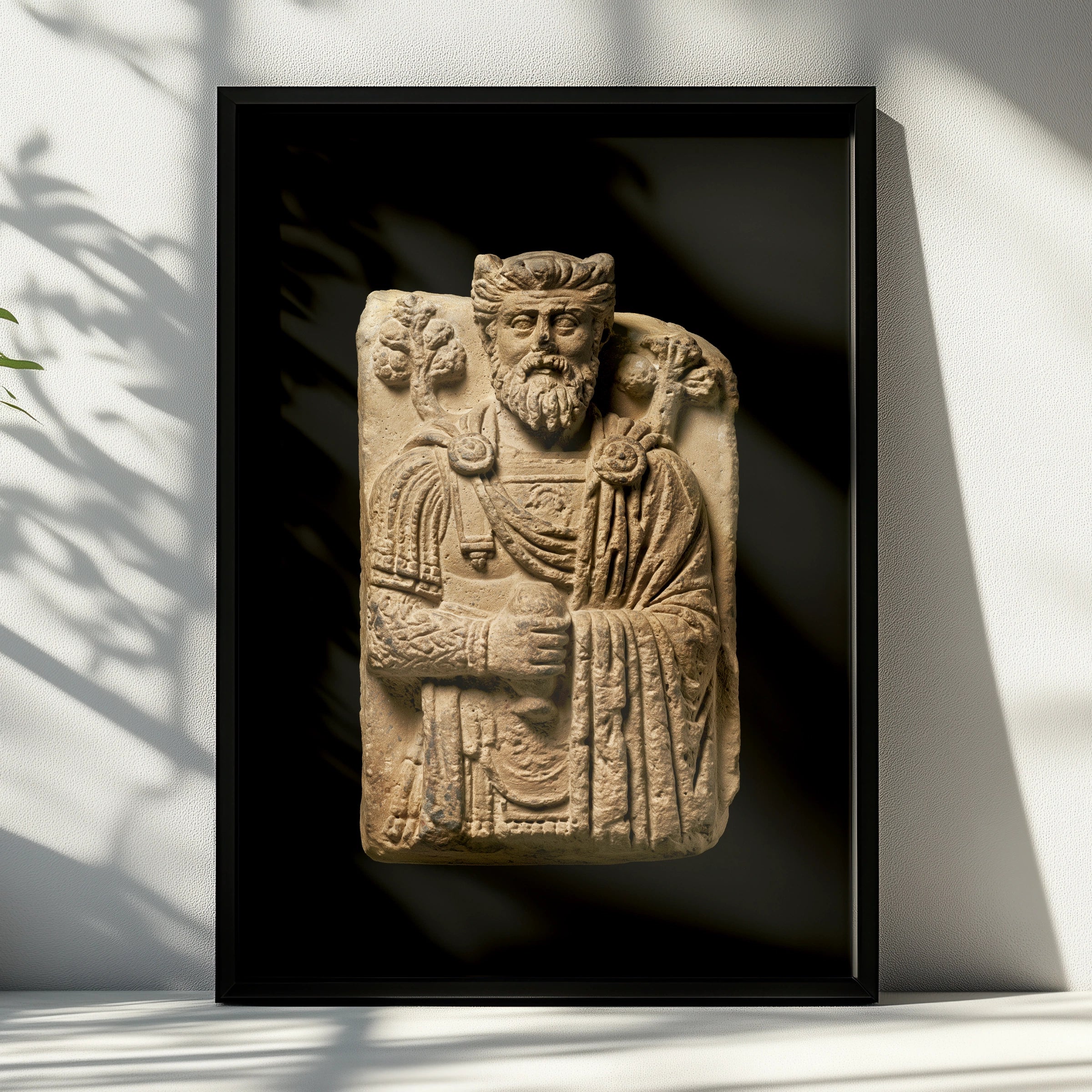 Roman Stone Relief Sculpture Poster, Ancient Carved Figure, Classical Art Print