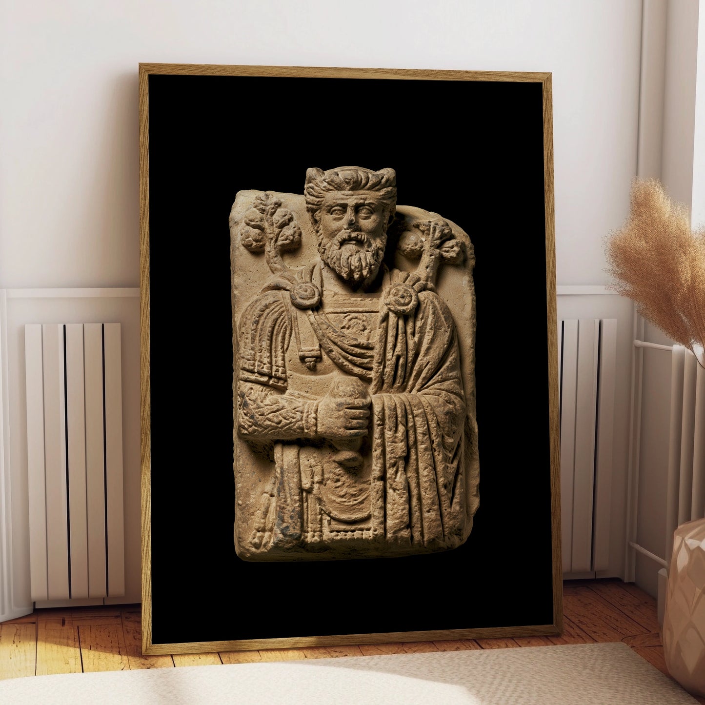 Roman Stone Relief Sculpture Poster, Ancient Carved Figure, Classical Art Print