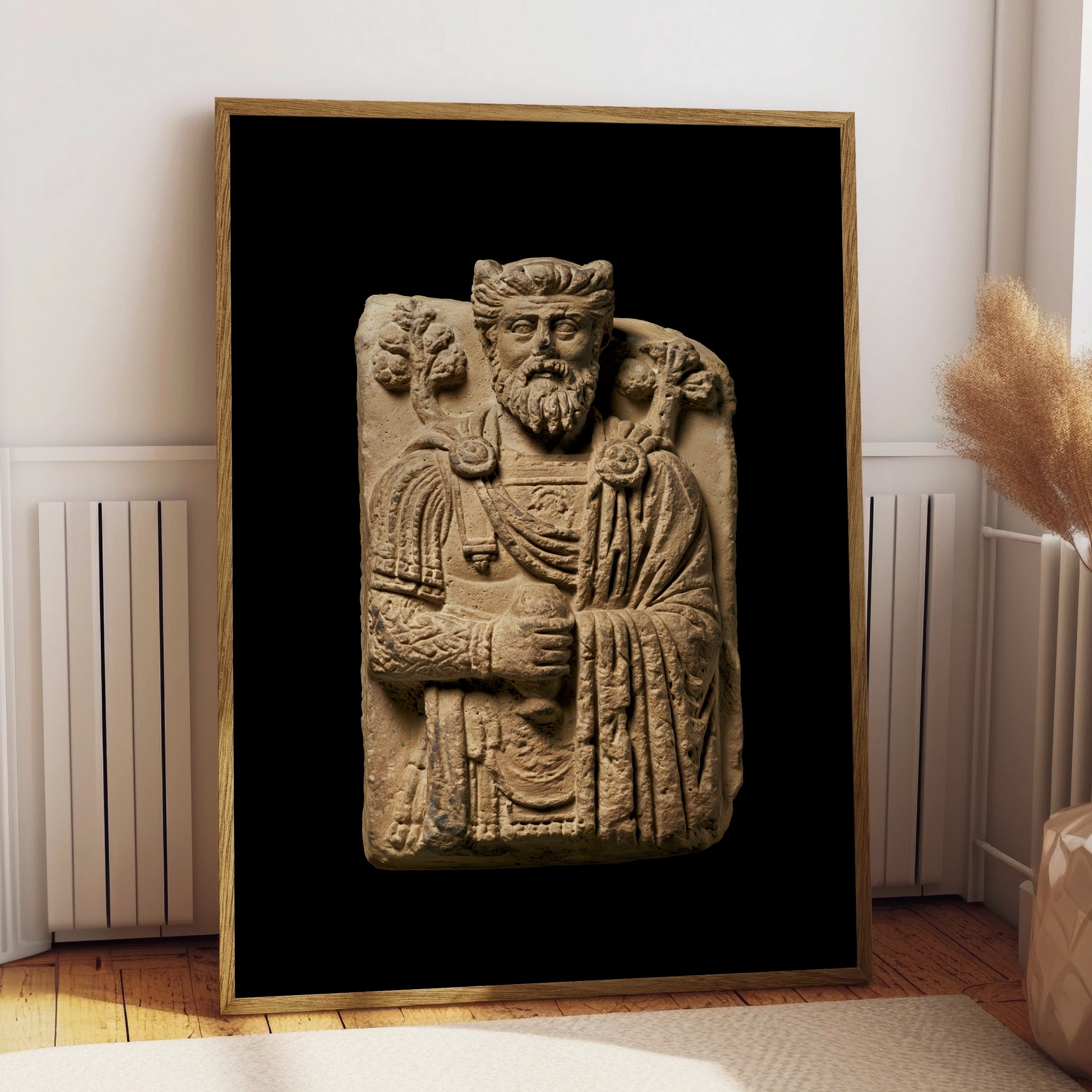 Roman Stone Relief Sculpture Poster, Ancient Carved Figure, Classical Art Print