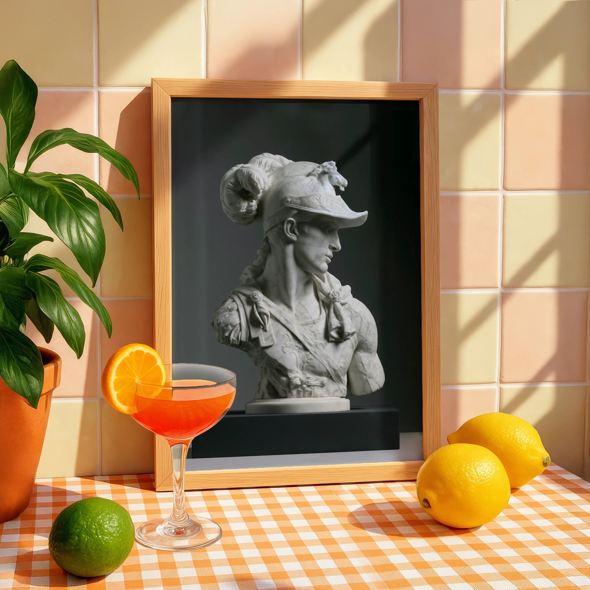 Roman Warrior Marble Bust Poster, Classical Statue Wall Art, Neoclassical Print