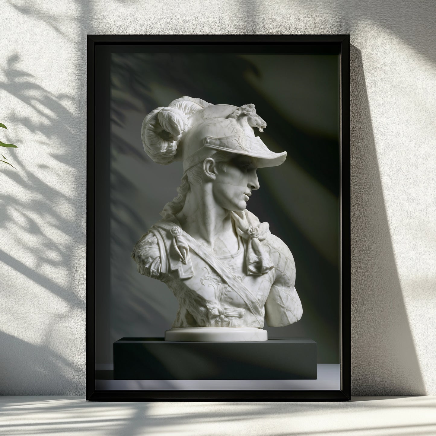 Roman Warrior Marble Bust Poster, Classical Statue Wall Art, Neoclassical Print