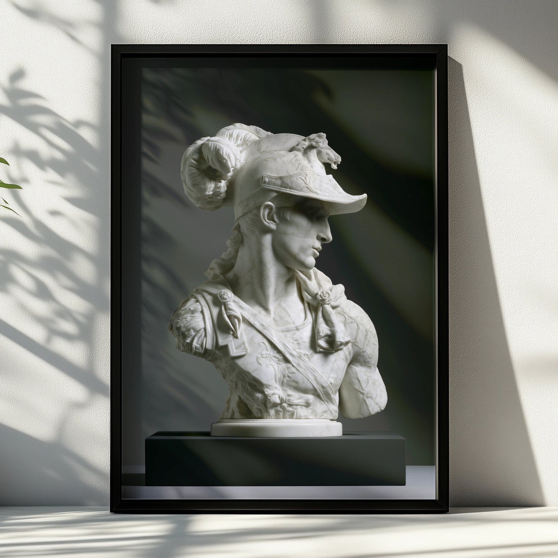 Roman Warrior Marble Bust Poster, Classical Statue Wall Art, Neoclassical Print