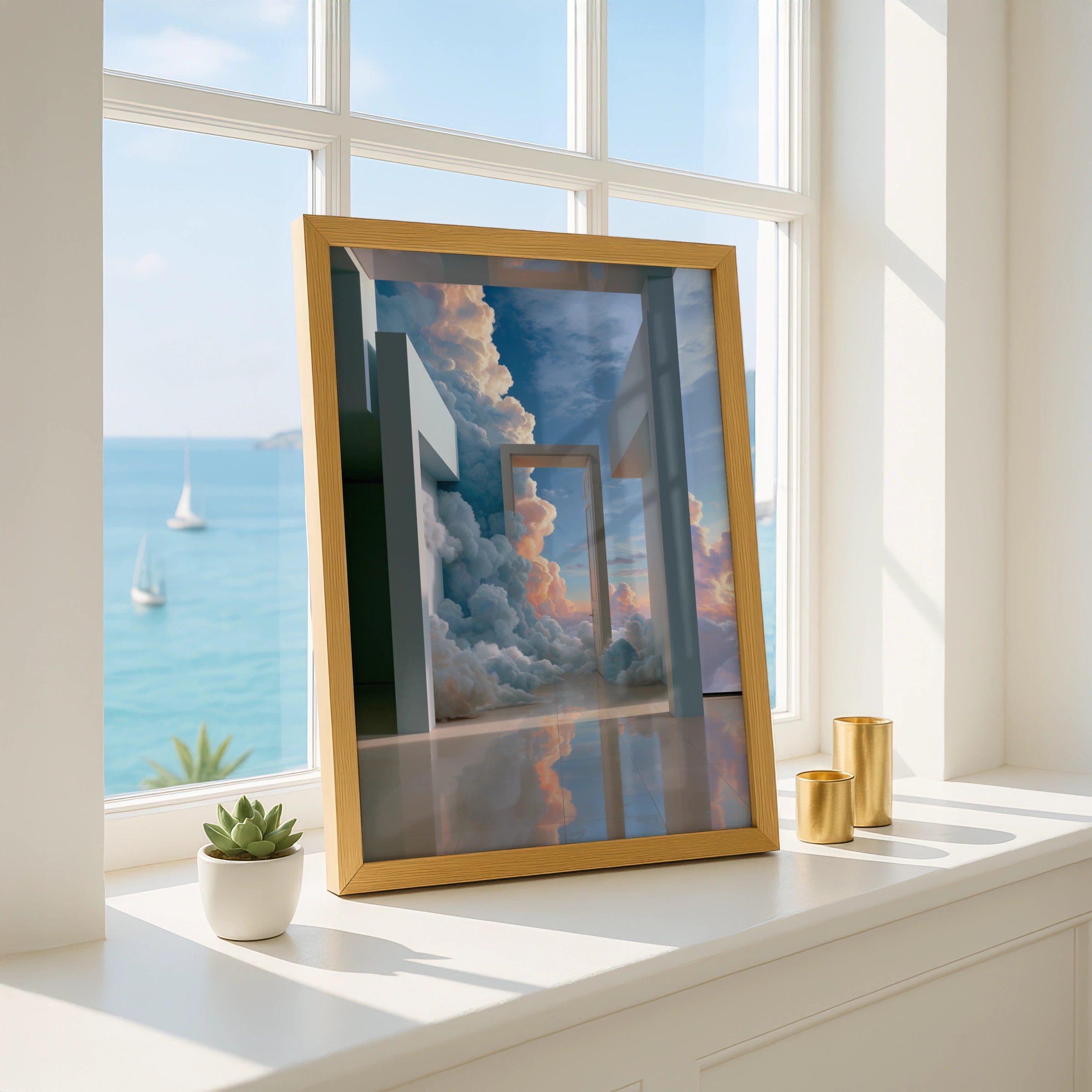 Heavenly Passageway Cloud Door Poster, Surreal Sky Art Print, Dreamy