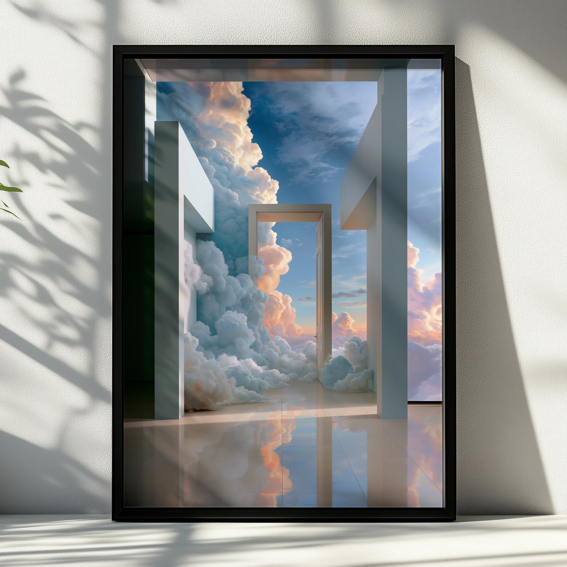 Heavenly Passageway Cloud Door Poster, Surreal Sky Art Print, Dreamy