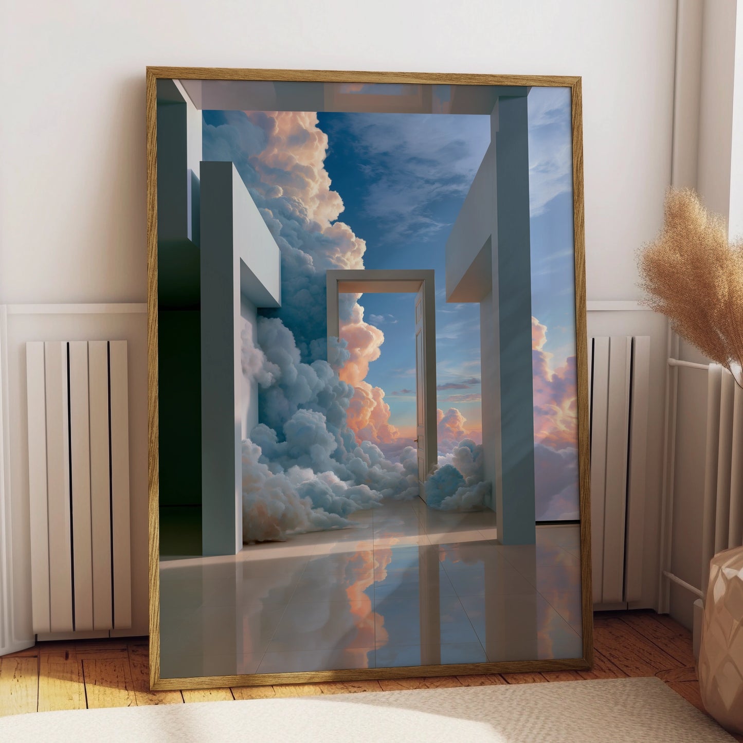 Heavenly Passageway Cloud Door Poster, Surreal Sky Art Print, Dreamy