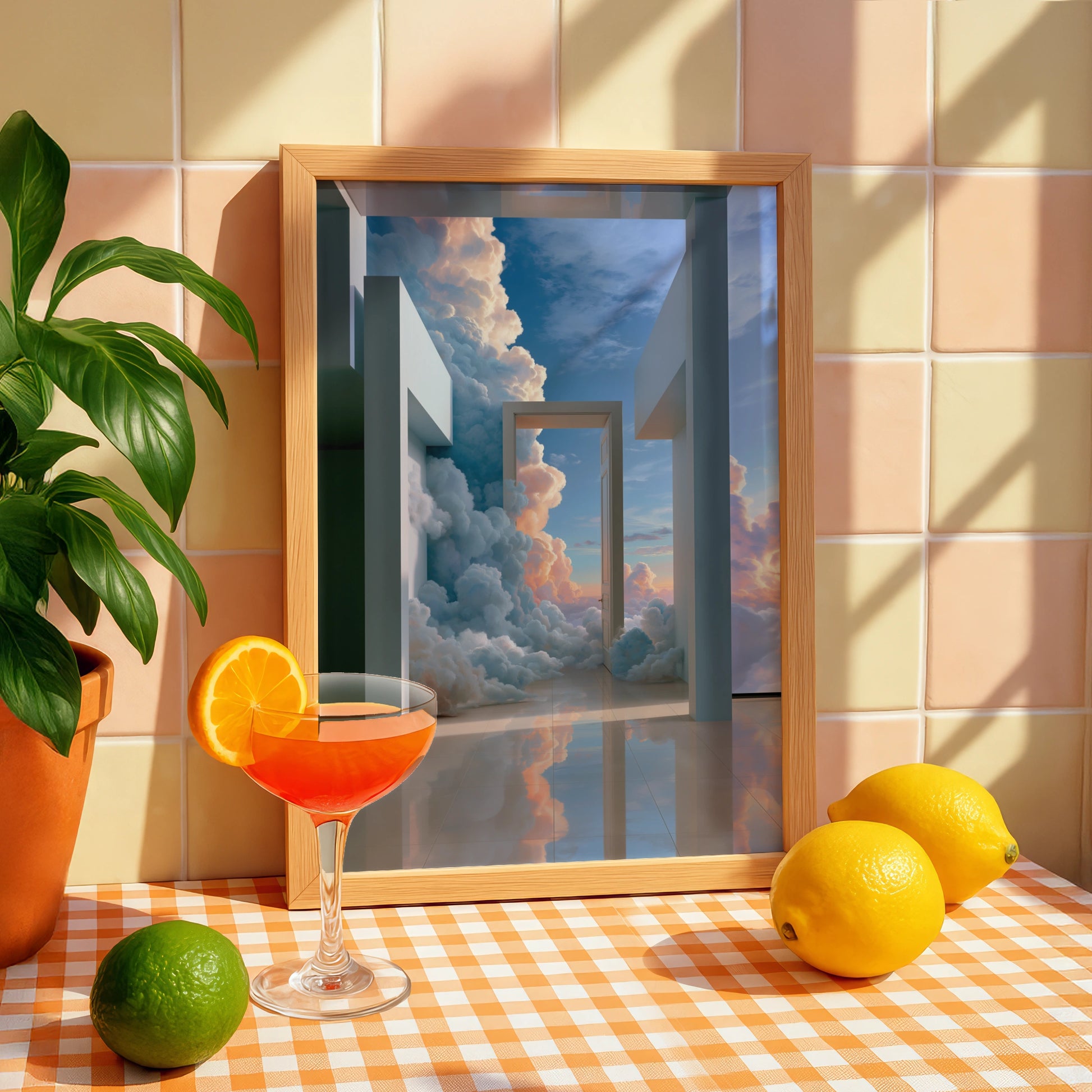 Heavenly Passageway Cloud Door Poster, Surreal Sky Art Print, Dreamy