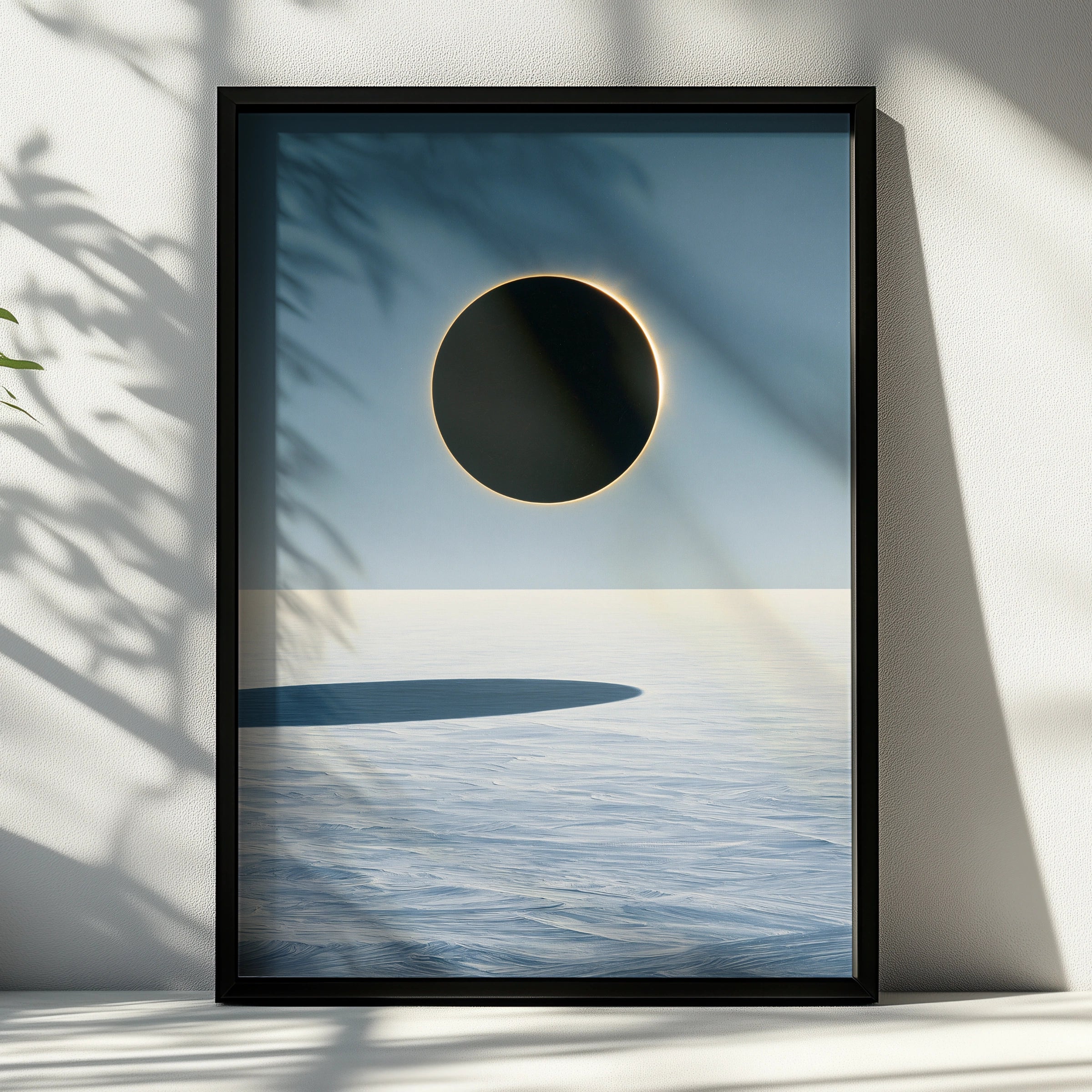 Black Sun Solar Eclipse Poster, Arctic Snow Landscape, Minimalist Wall Art
