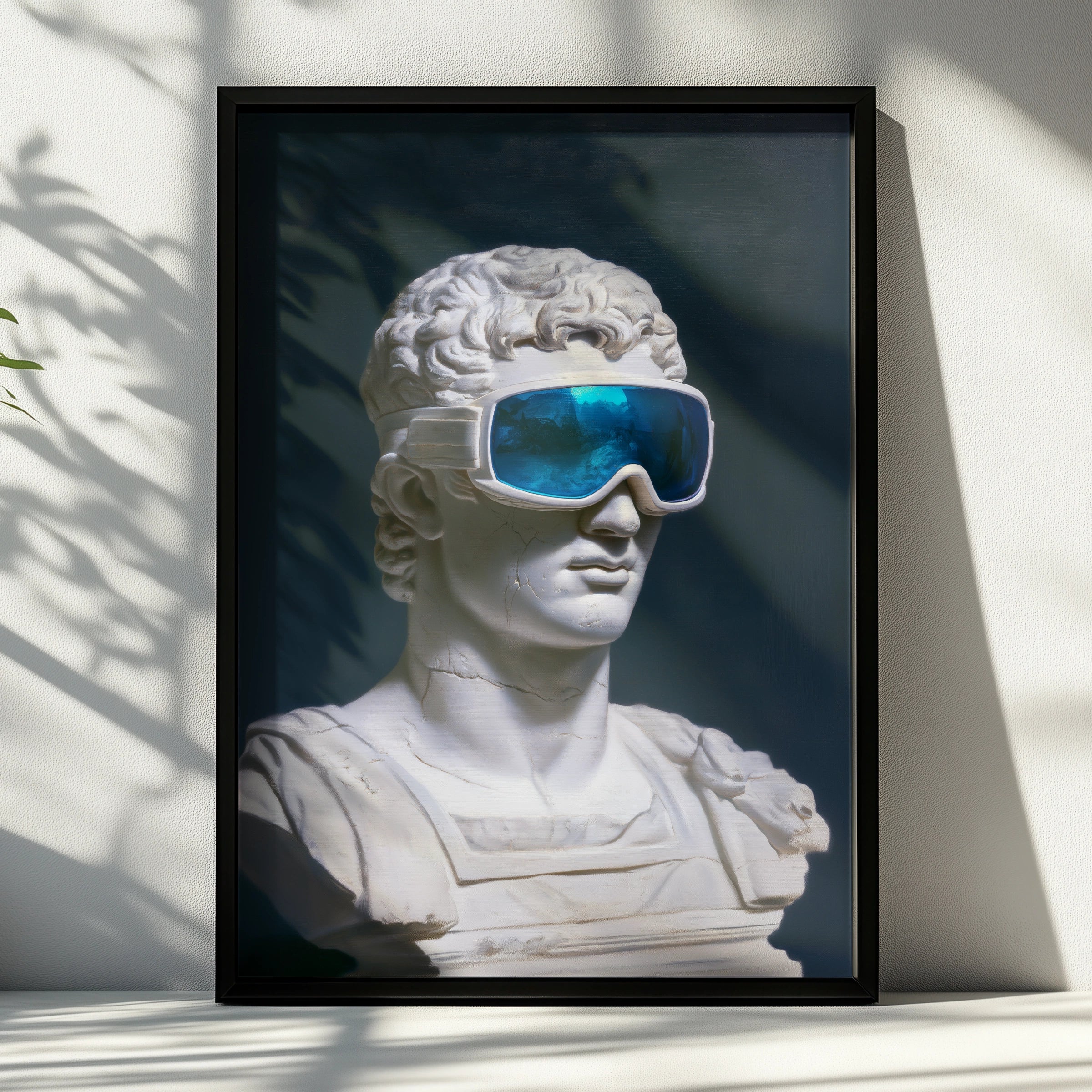 Roman Bust Goggles Poster, Classical Sculpture Wall Art, Pop Art Print